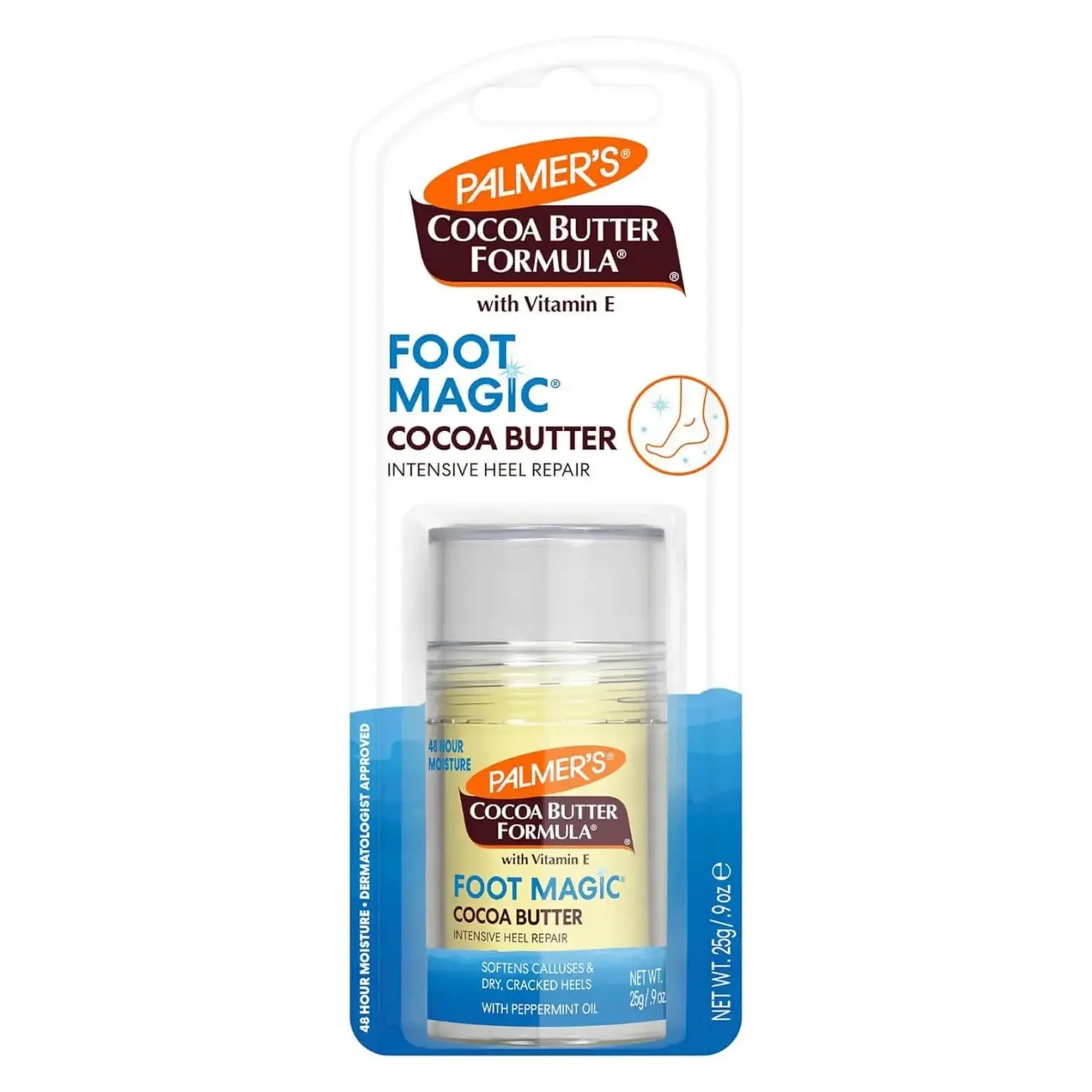 Stick pentru picioare uscate și afectate Palmers, CBF Foot Magic Intensive Heel Repair Pepermint Oil, 25 g