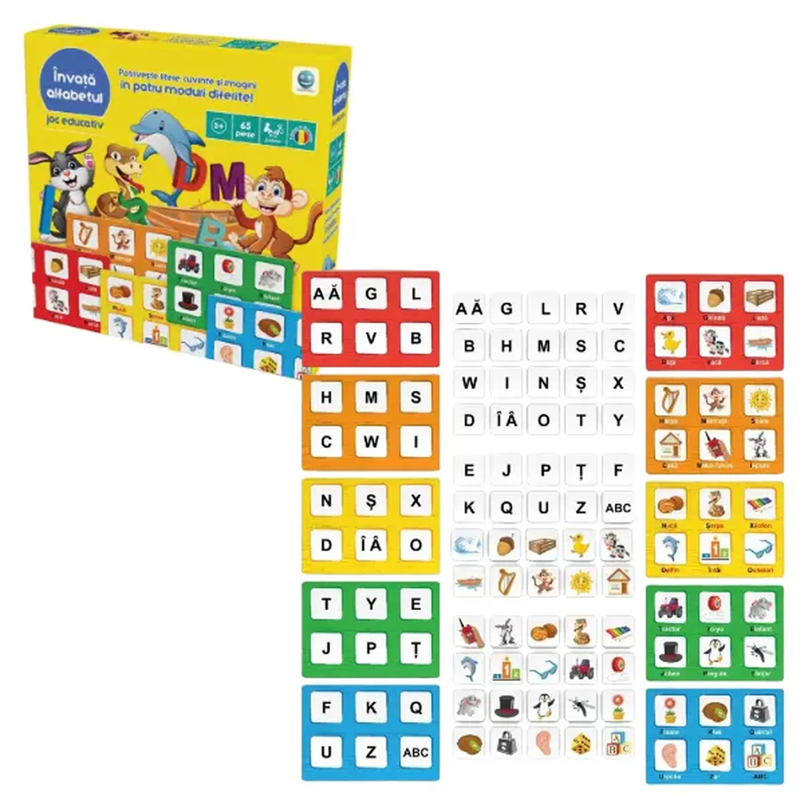 Joc educativ „Învățăm alfabetul”, litere și imagini, (ro)
