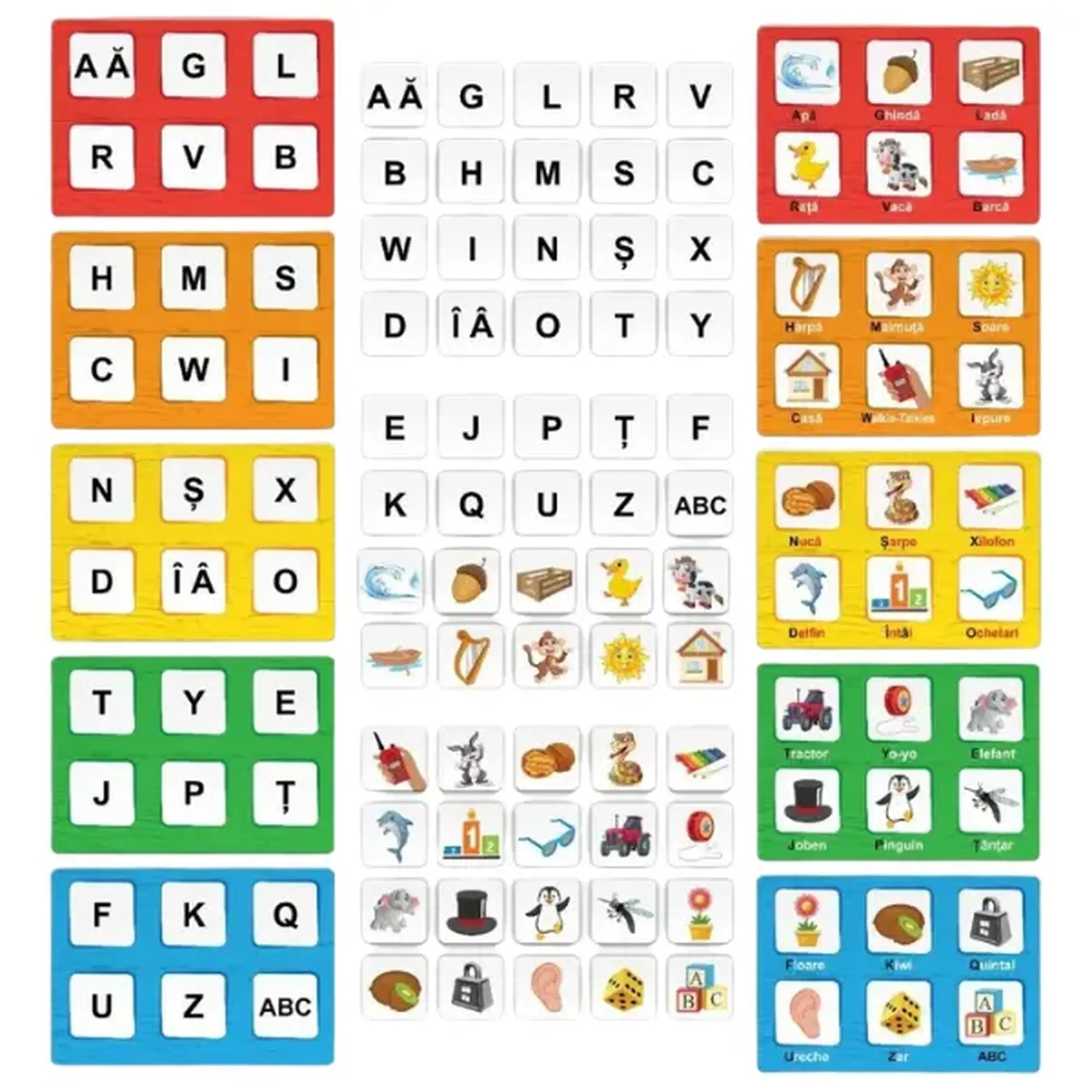 Joc educativ „Învățăm alfabetul”, litere și imagini, (ro)