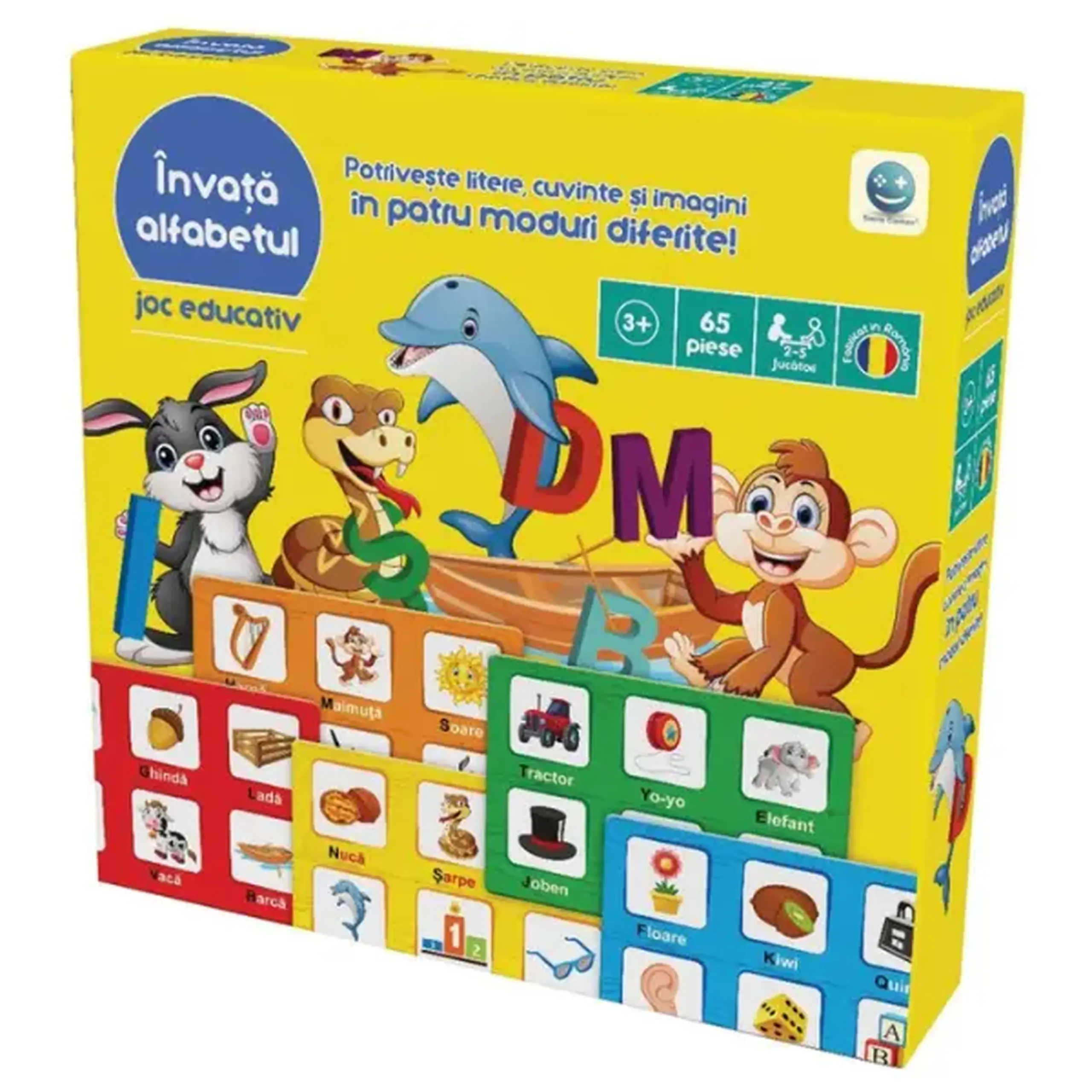 Joc educativ „Învățăm alfabetul”, litere și imagini, (ro)