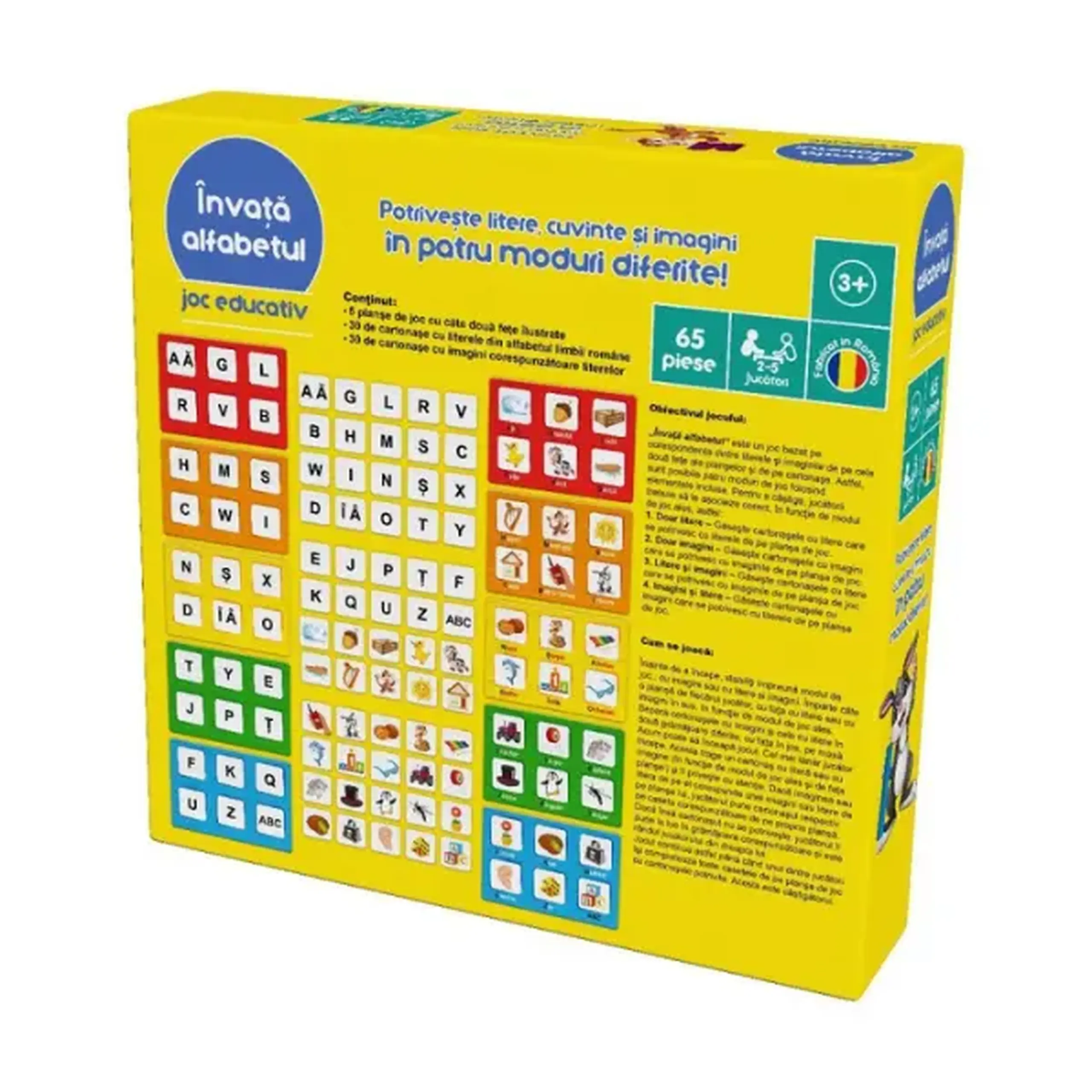 Joc educativ „Învățăm alfabetul”, litere și imagini, (ro)