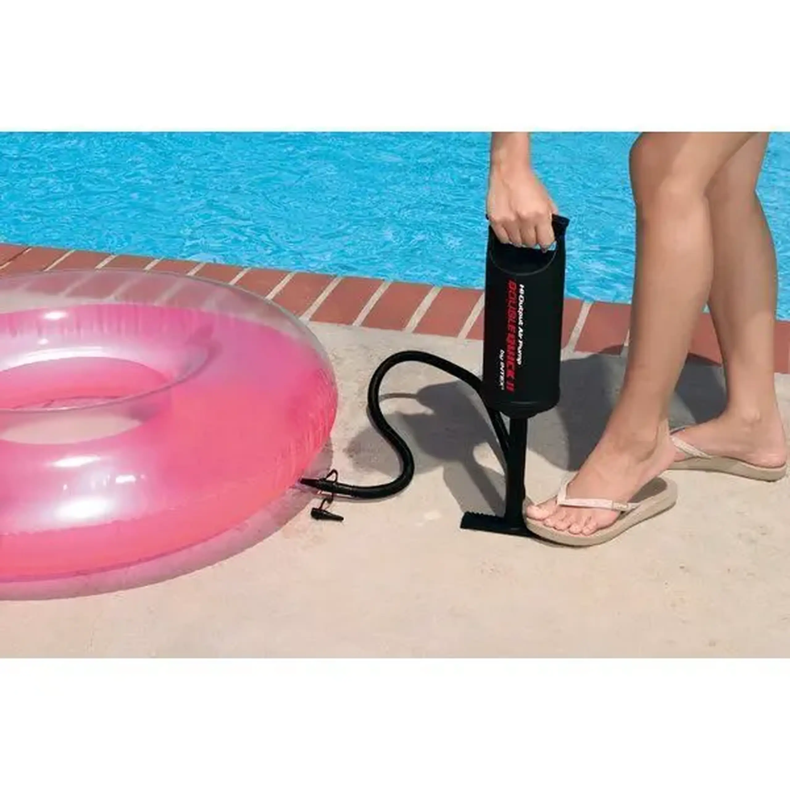 INTEX Pompa de aer manuală "Double Quick II", furtun cu 3 duze, 36 cm