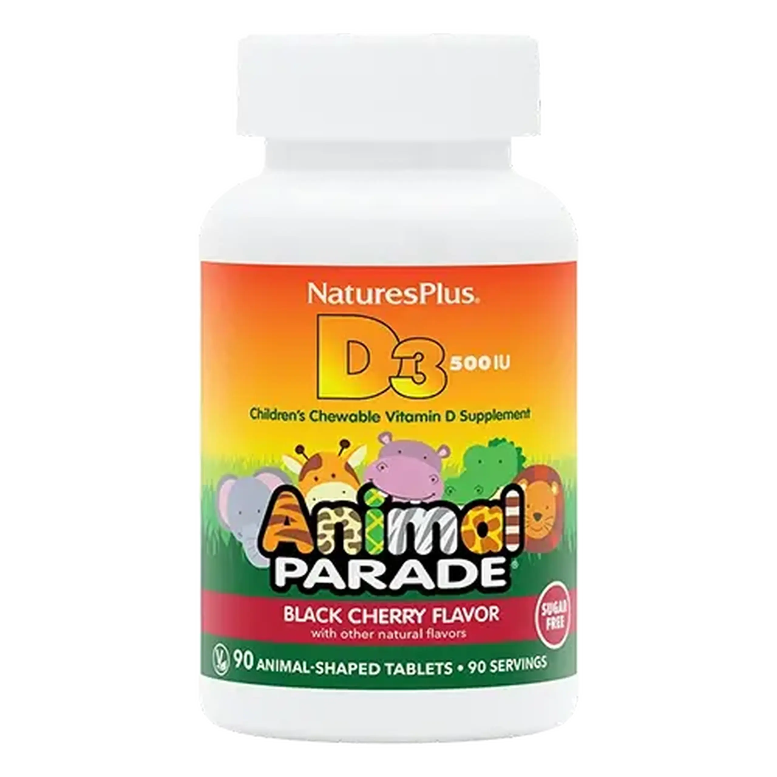 Natures Plus, Chewable Vitamin D3 500IU, Animal Parade, 90 tabs