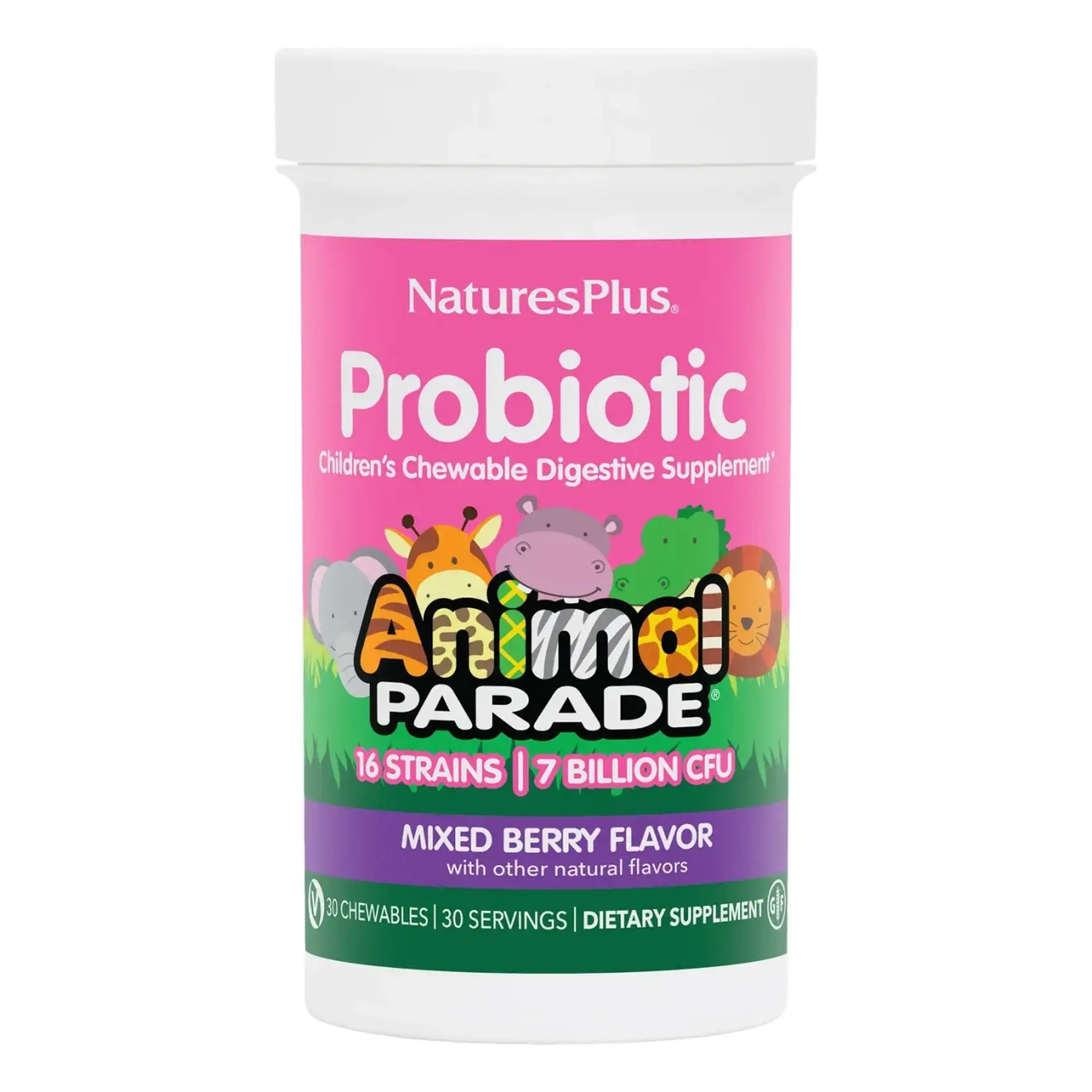 Natures Plus, Chewable Probiotics Animal Parade, 30 tabs