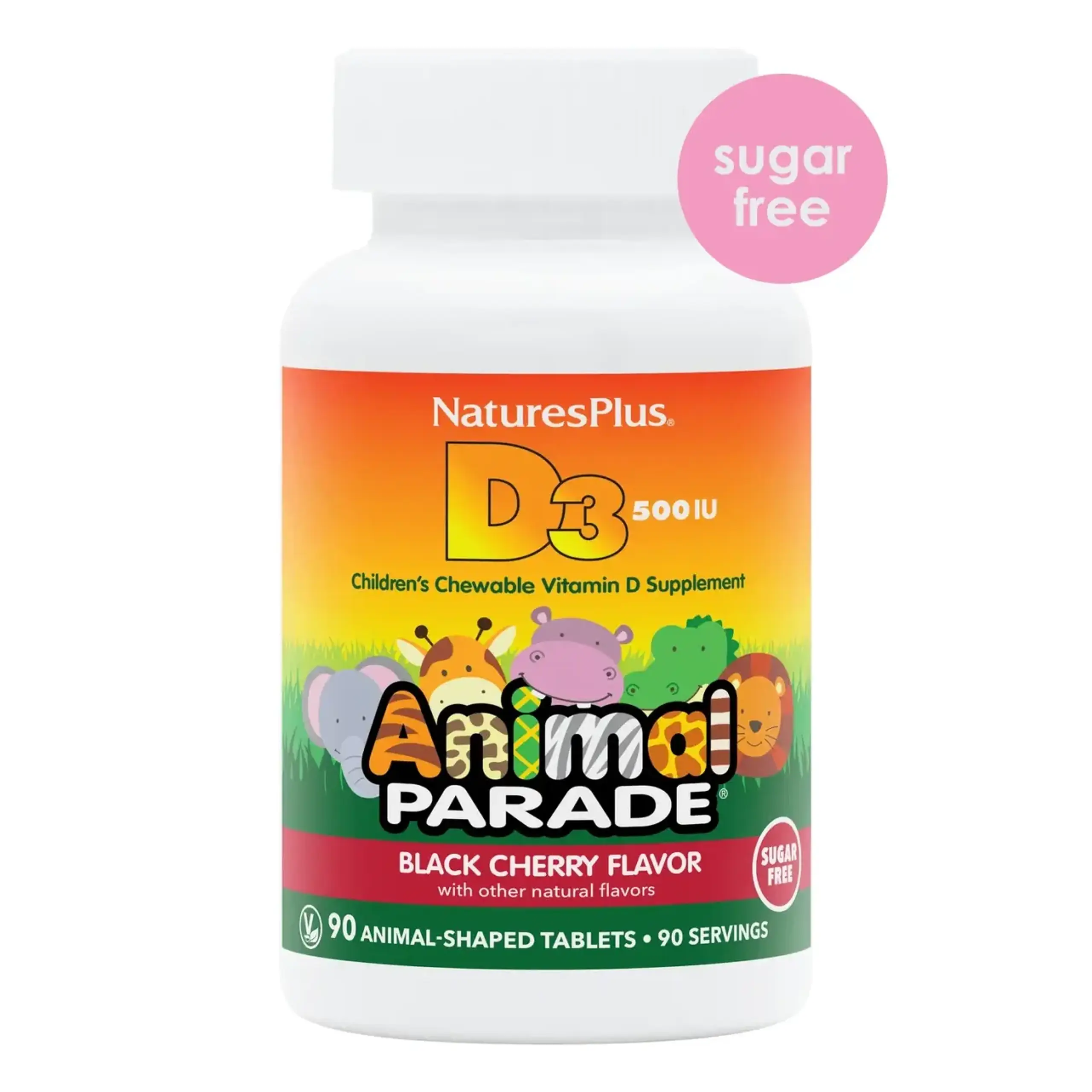 Natures Plus, Sugar-Free Chewable Vitamin D3, Animal Parade, 90 tabs