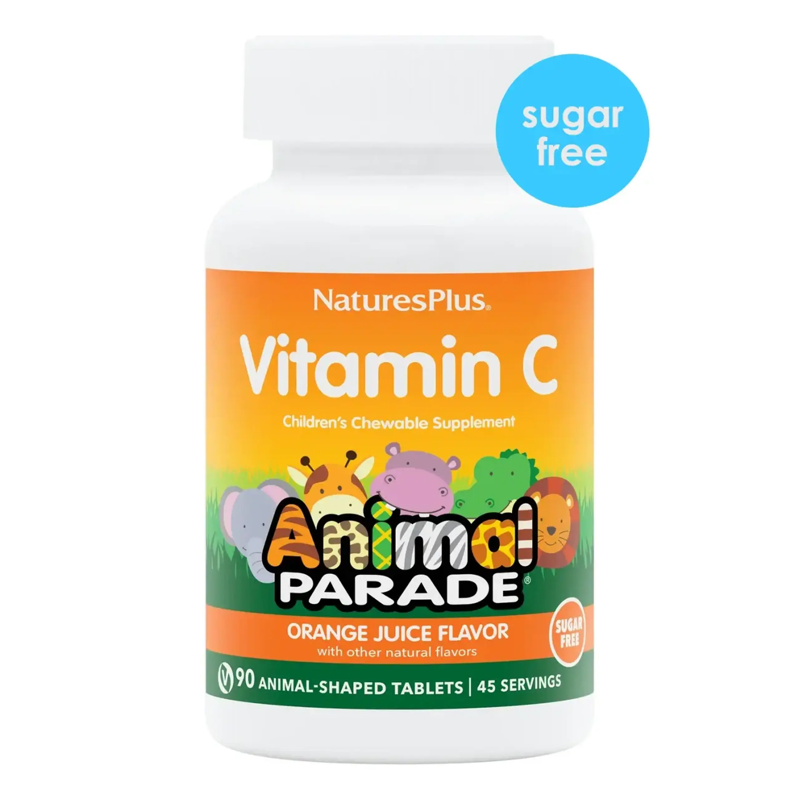 Natures Plus, Sugar-Free Chewable Vitamin C, Animal Parade, 90 tabs