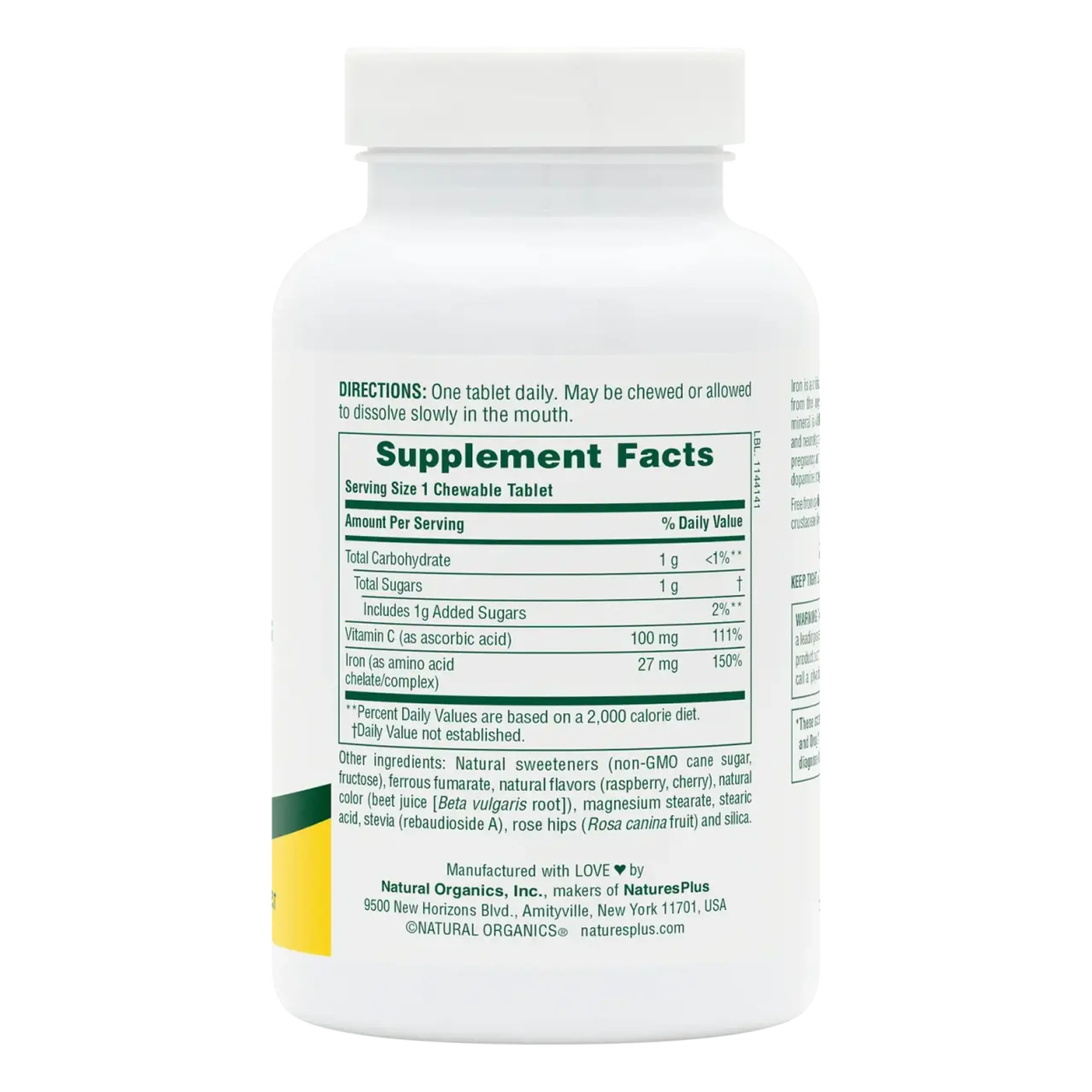 Natures Plus, Chewable Iron 27 mg, 90 tabs
