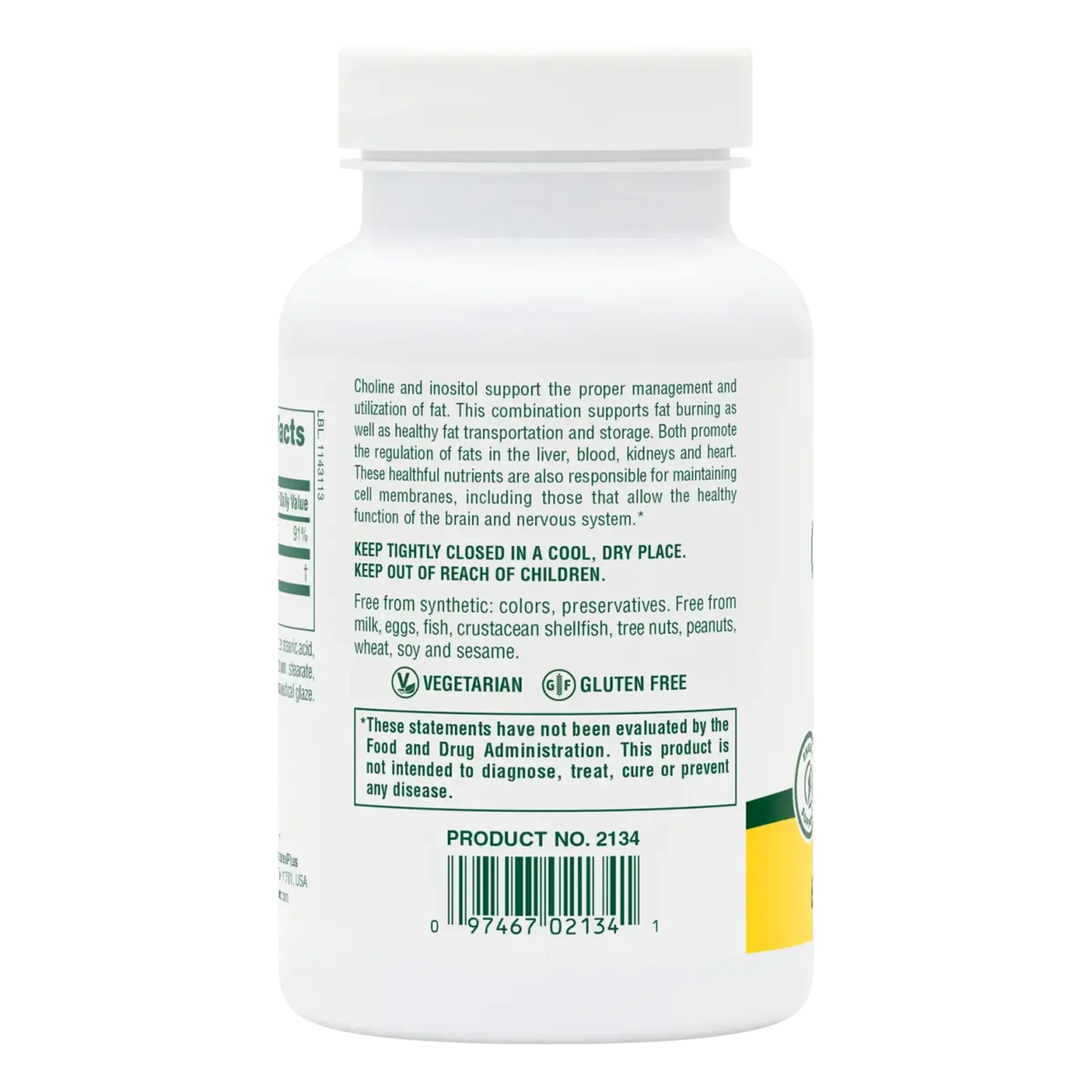Natures Plus, Choline & Inositol 500 mg, 60 tabs