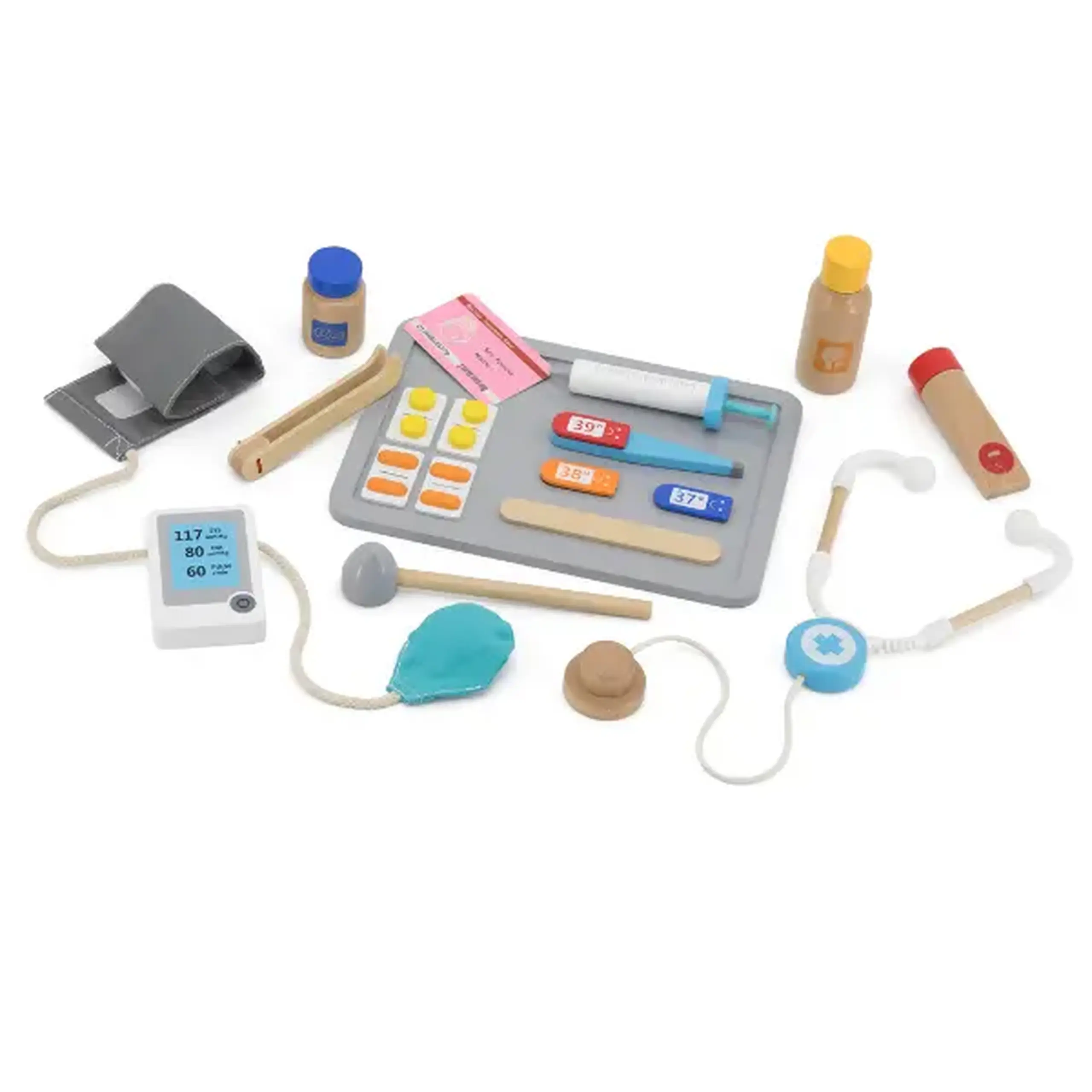 Centru medical de joacă din lemn cu accesorii, 90×94×110 cm