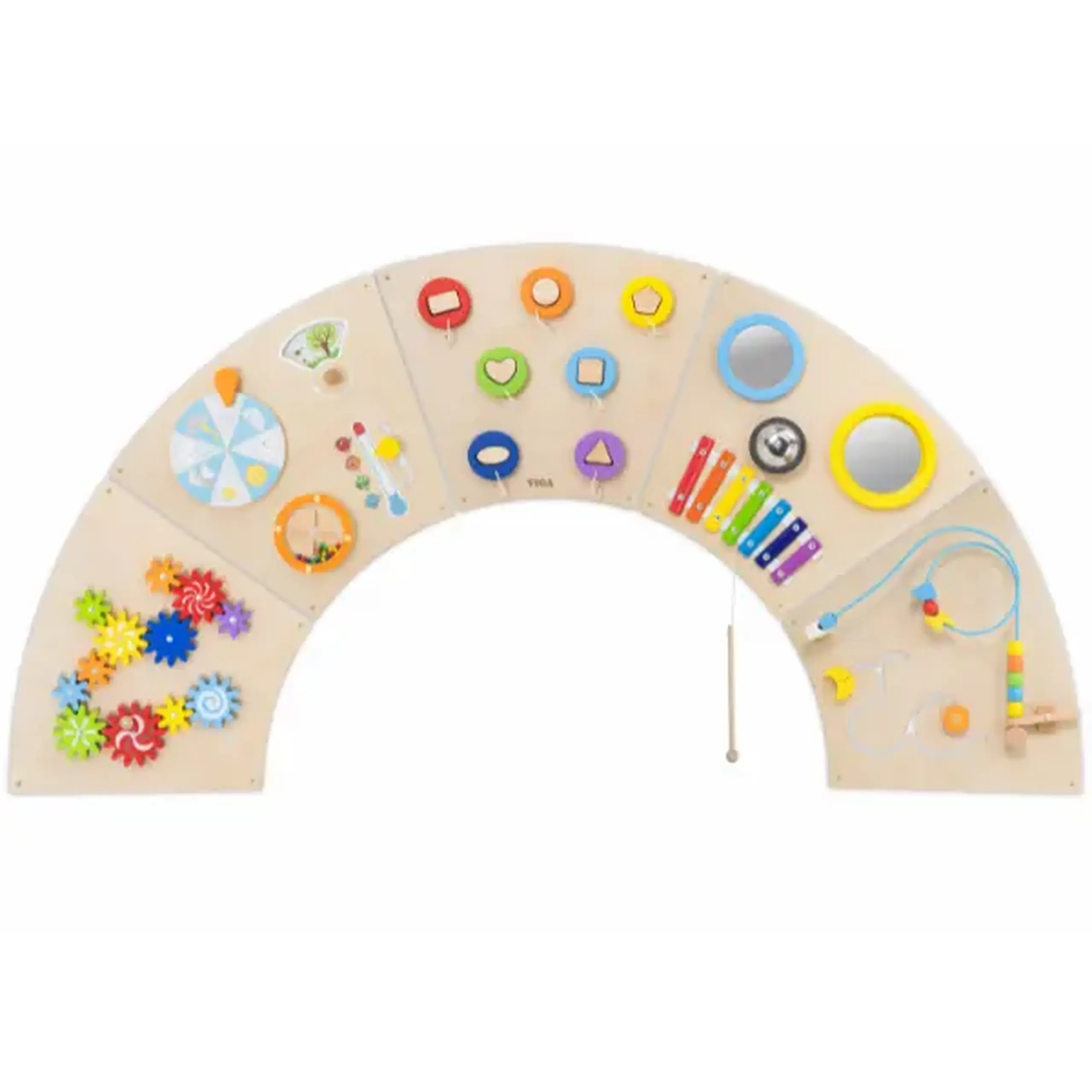 Panou educativ de perete din lemn, 12 activități