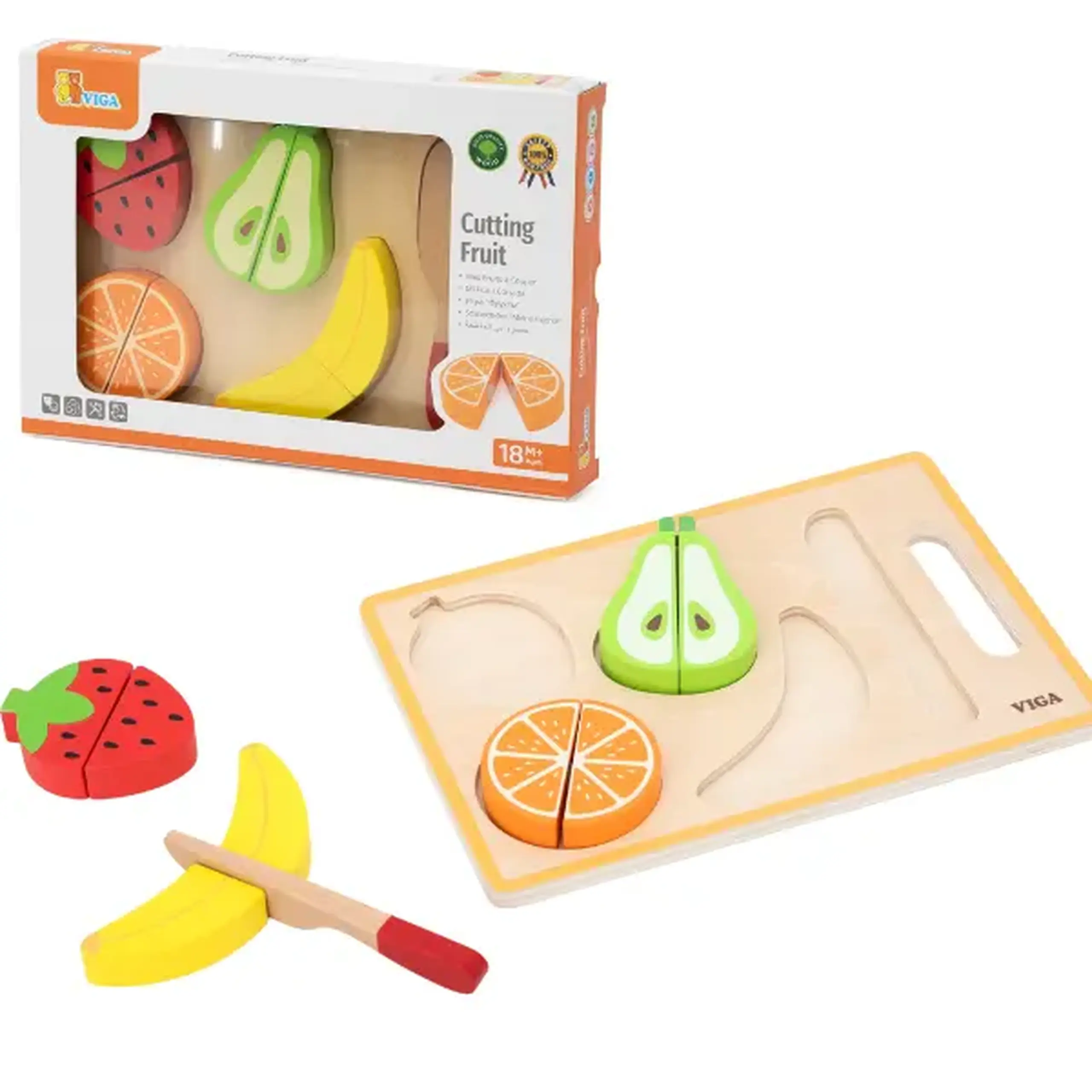 Set de joacă-sortare din lemn „Fructe pentru tăiat”