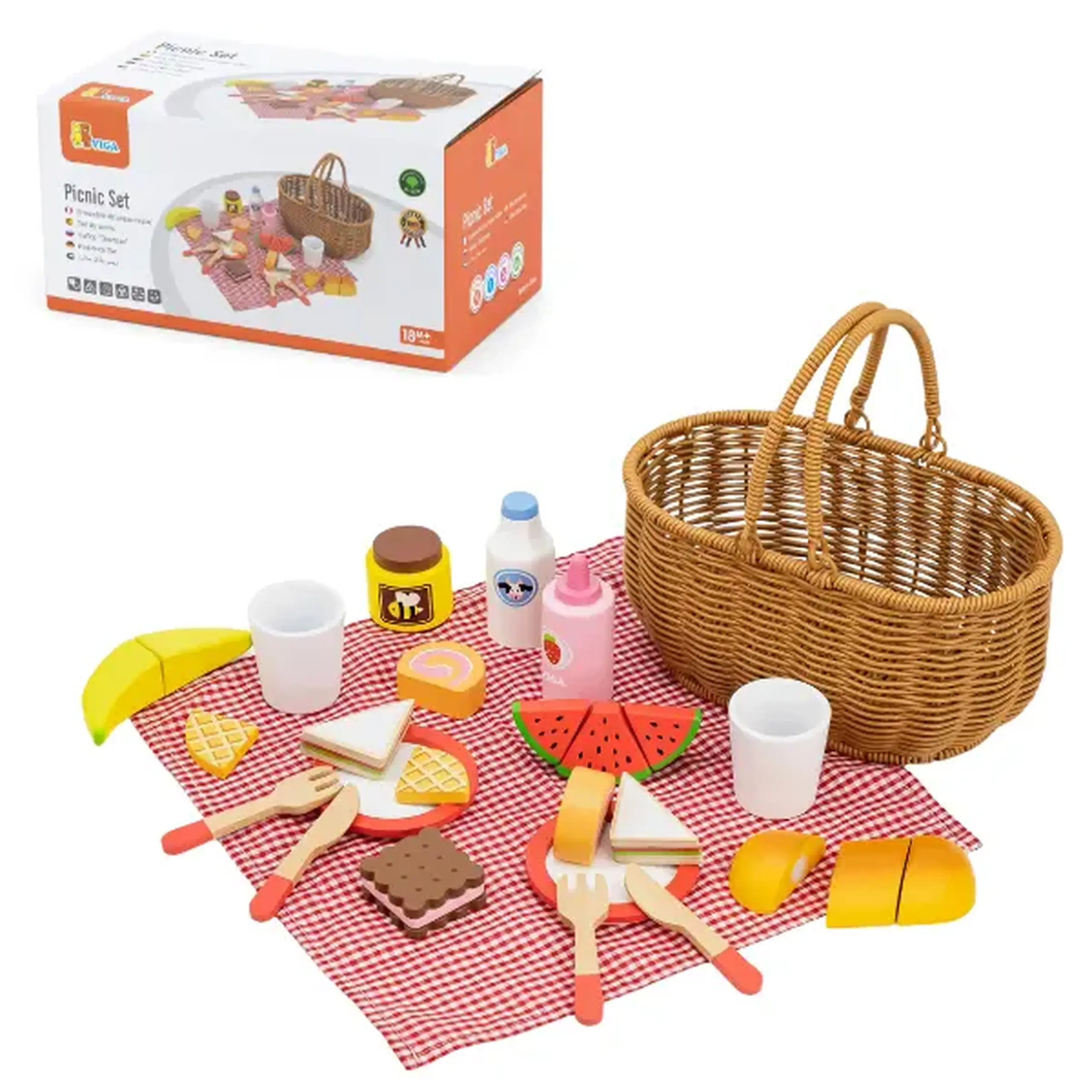 Set de picnic din lemn, 30 de piese