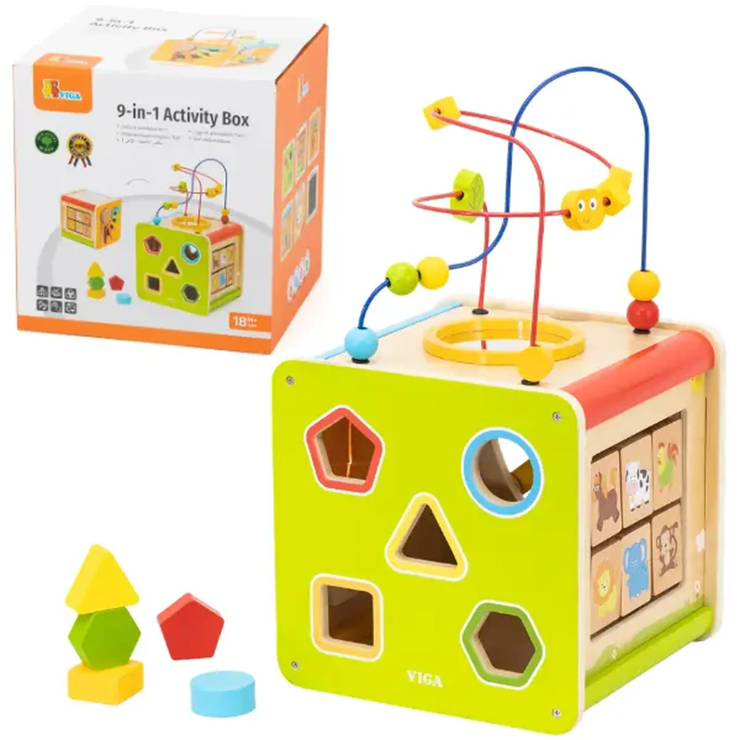 Cub educativ multifuncțional din lemn 9 în 1