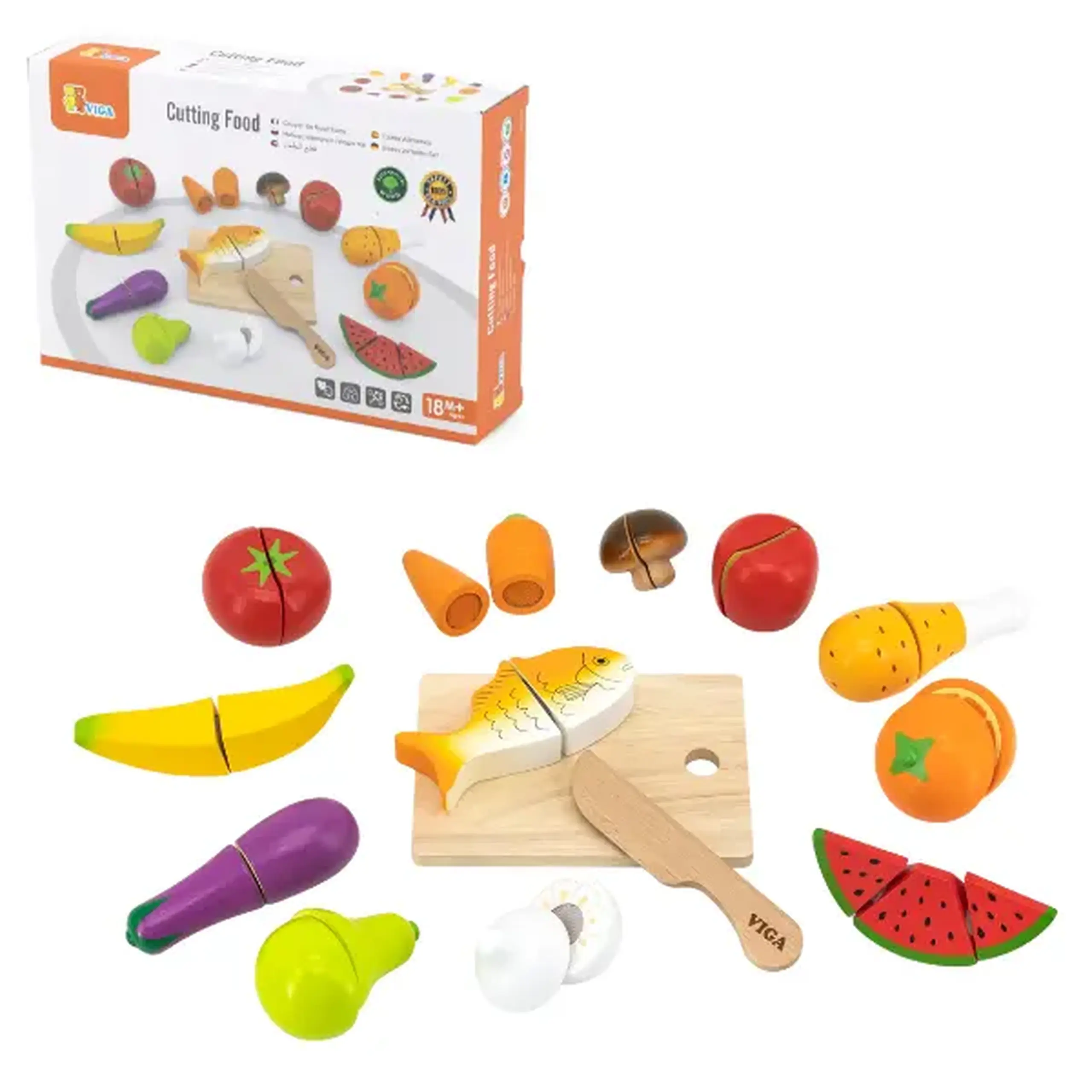 Set de joacă din lemn „Alimente pentru tăiat”, 12 piese
