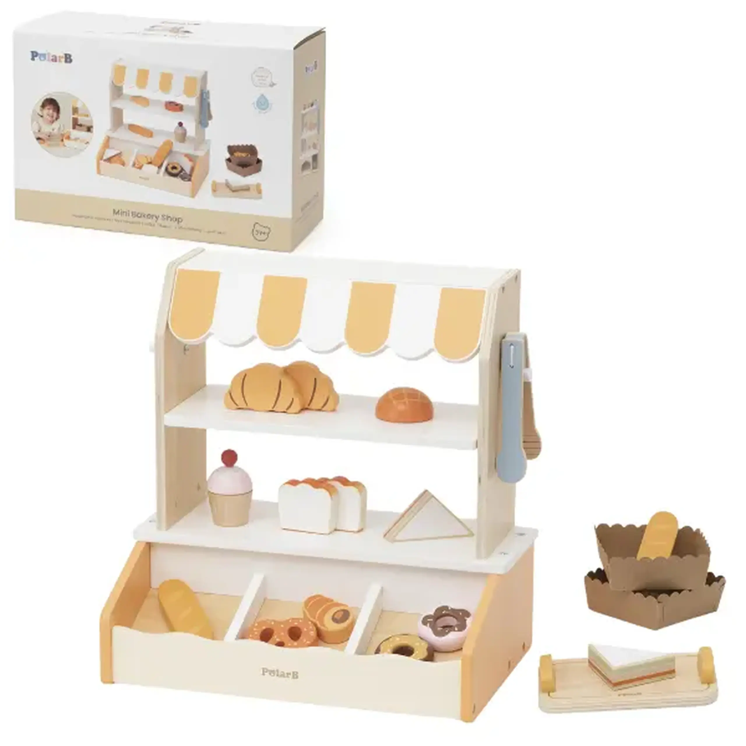 Set de joacă din lemn „Mini cofetărie”, 16 piese