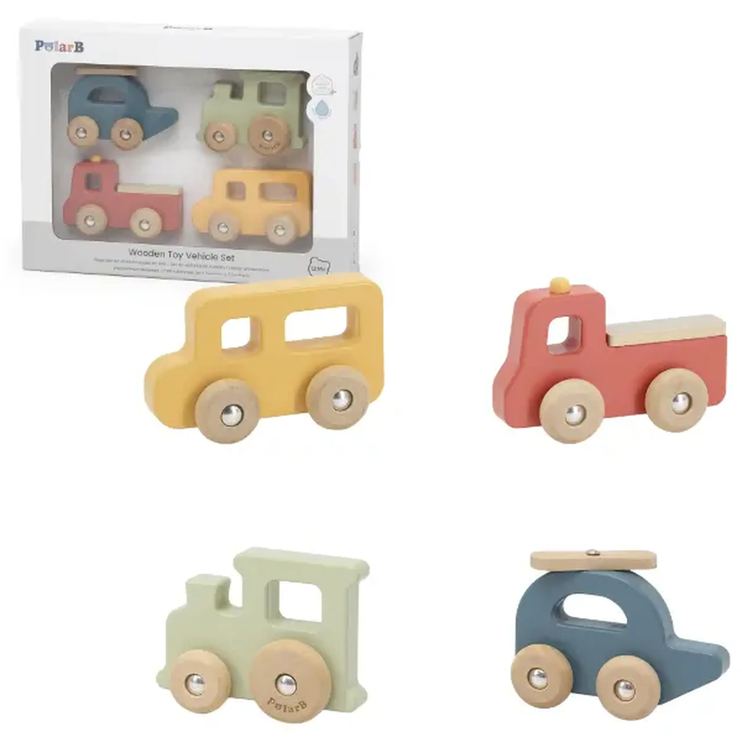 Set de vehicule din lemn, 6 buc.