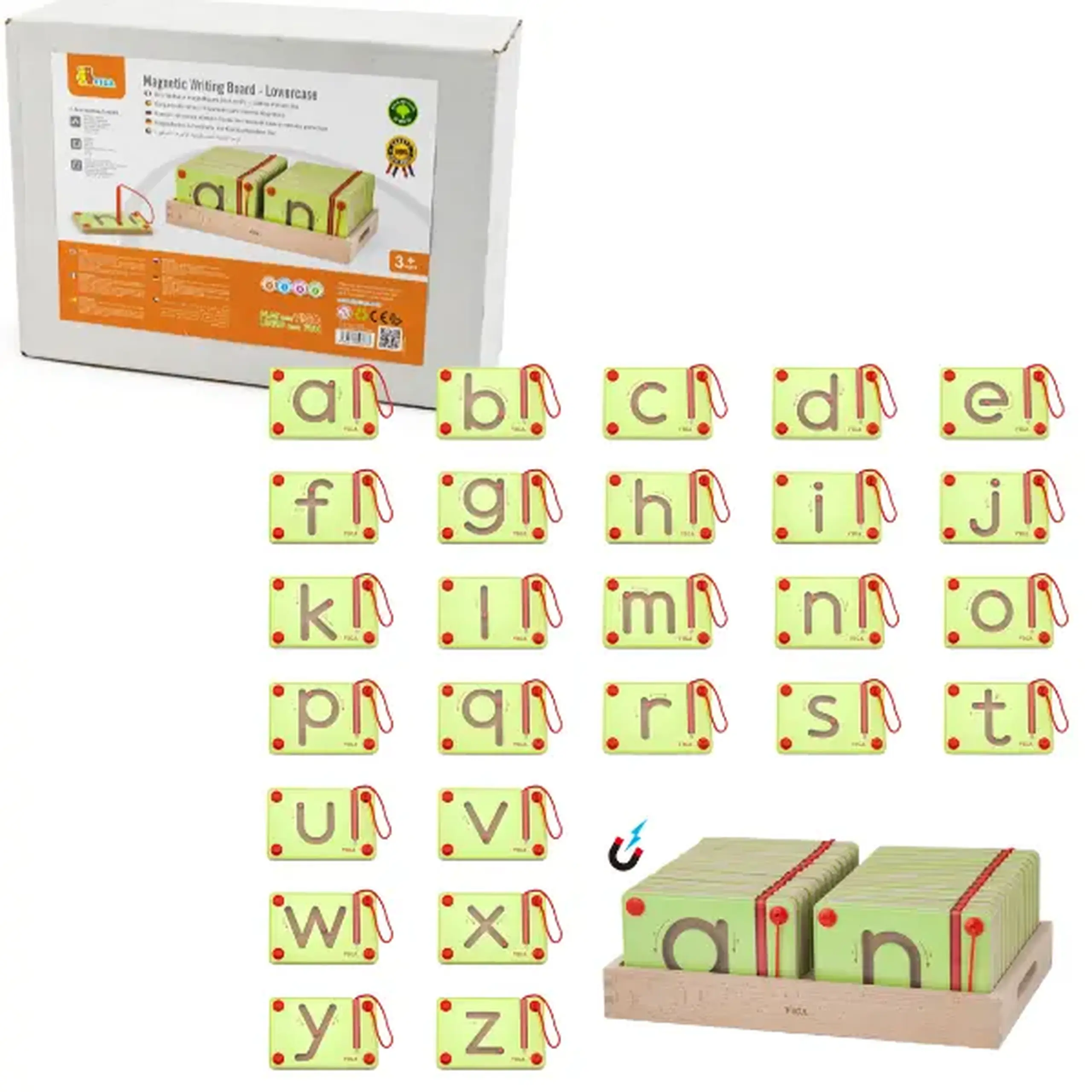 Set de table magnetice „Învățăm să scriem literele mici ale alfabetului englez”, 26 buc.