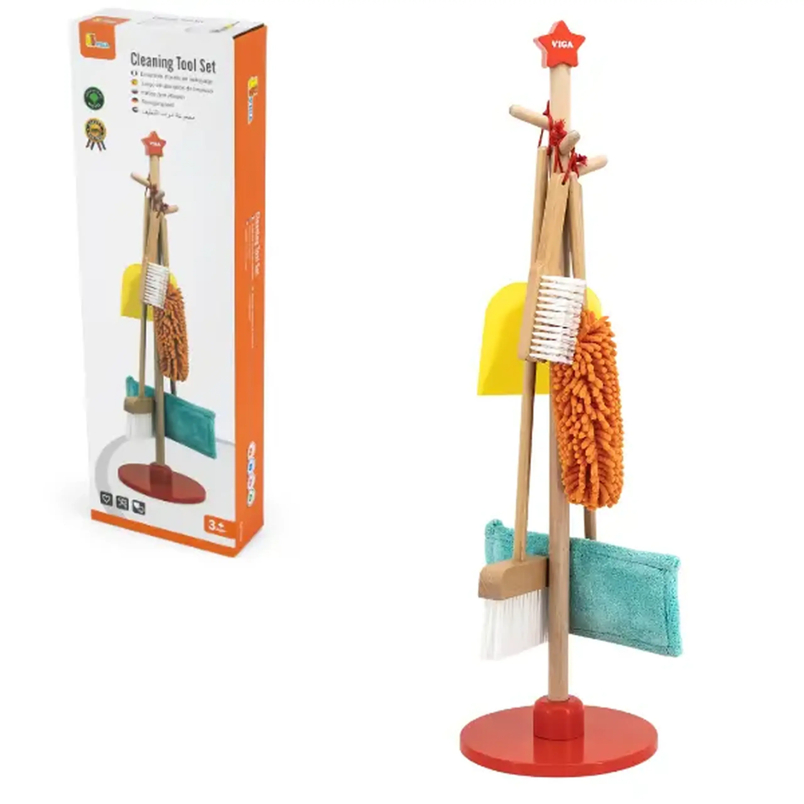 Set de 5 articole pentru menaj, pe suport