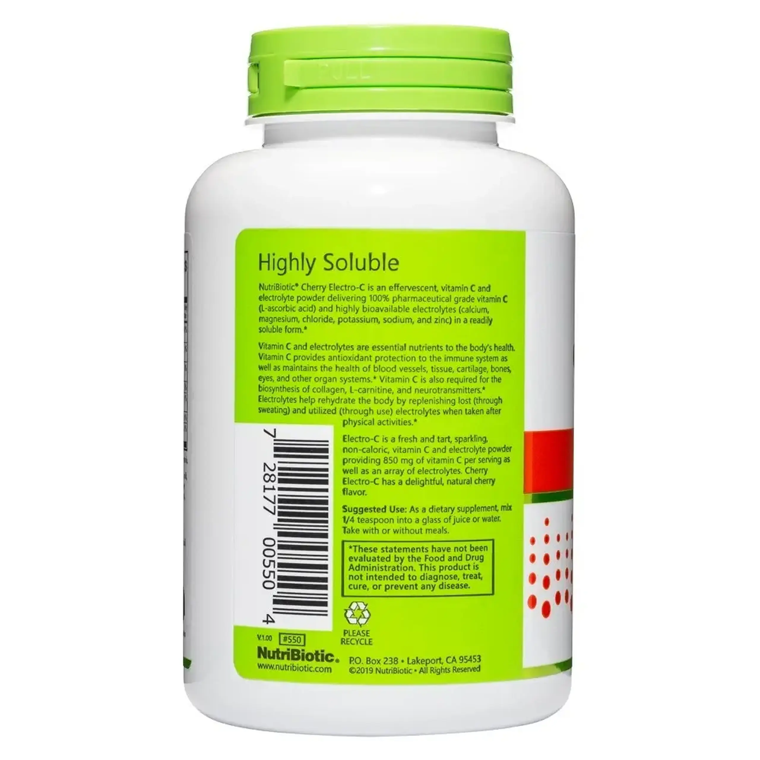 Nutribiotic, Electro-C, Cherry, 454 g