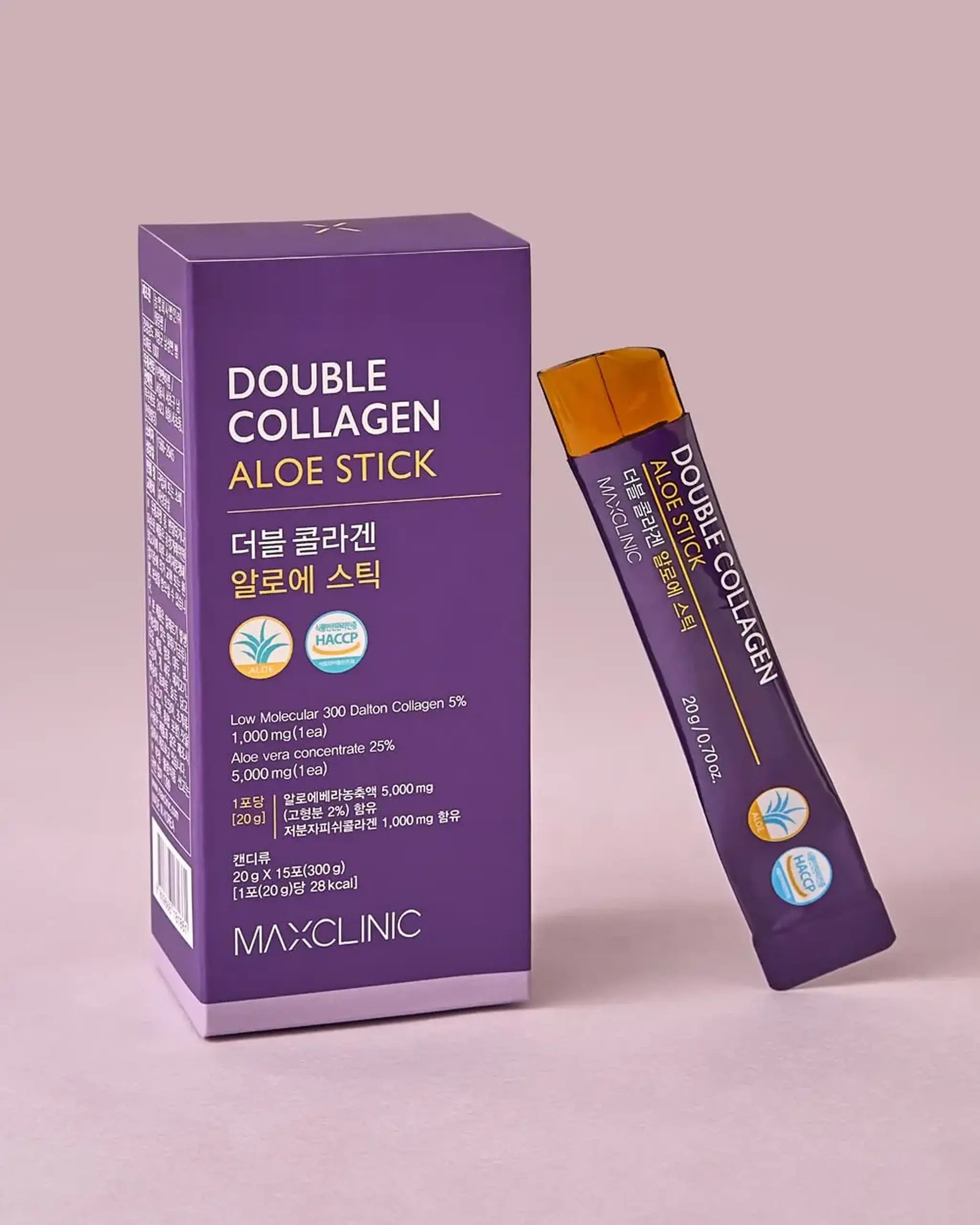 Supliment alimentar cu colagen marin Maxclinic Double Collagen Aloe Stick 20g*15pcs