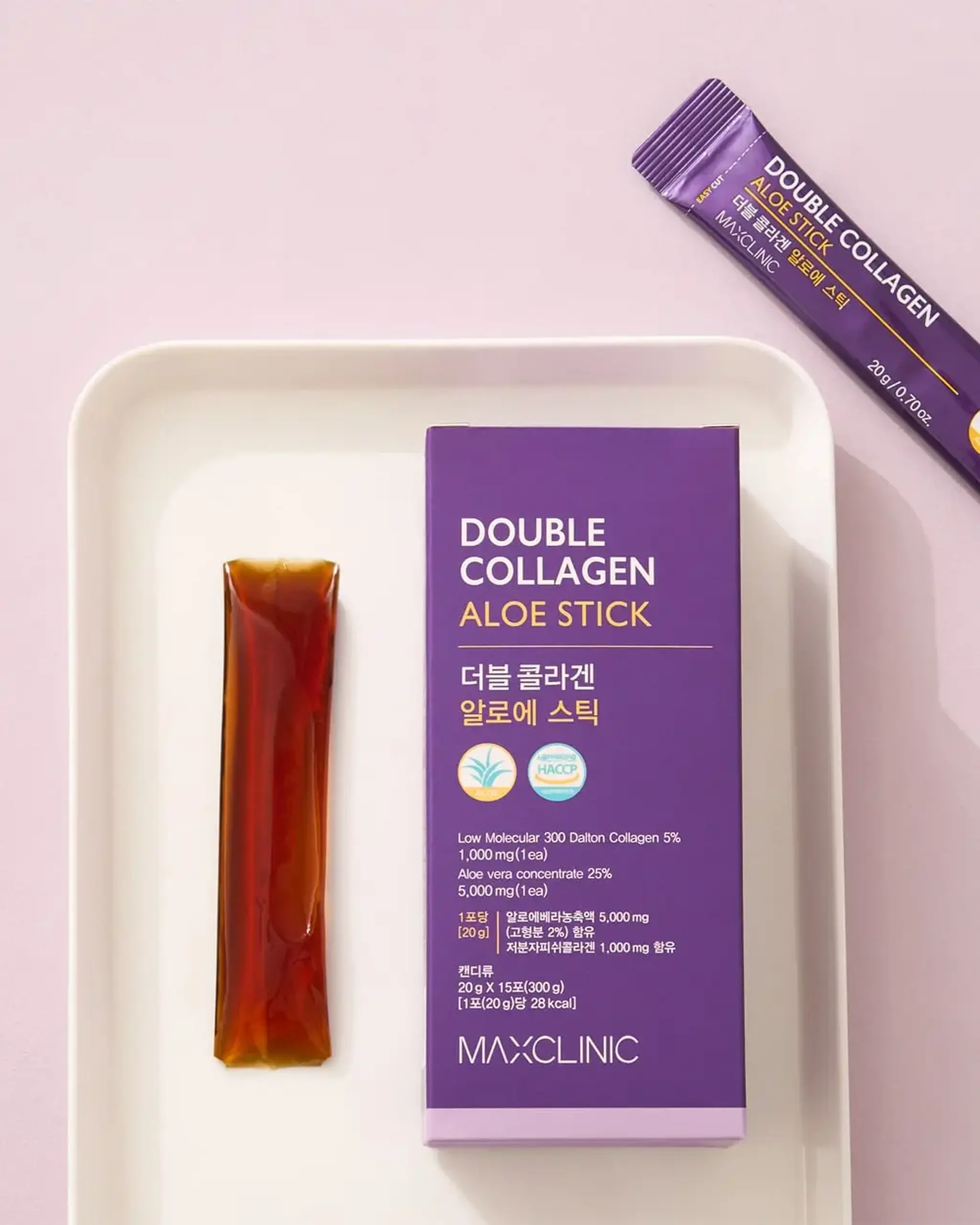 Supliment alimentar cu colagen marin Maxclinic Double Collagen Aloe Stick 20g*15pcs