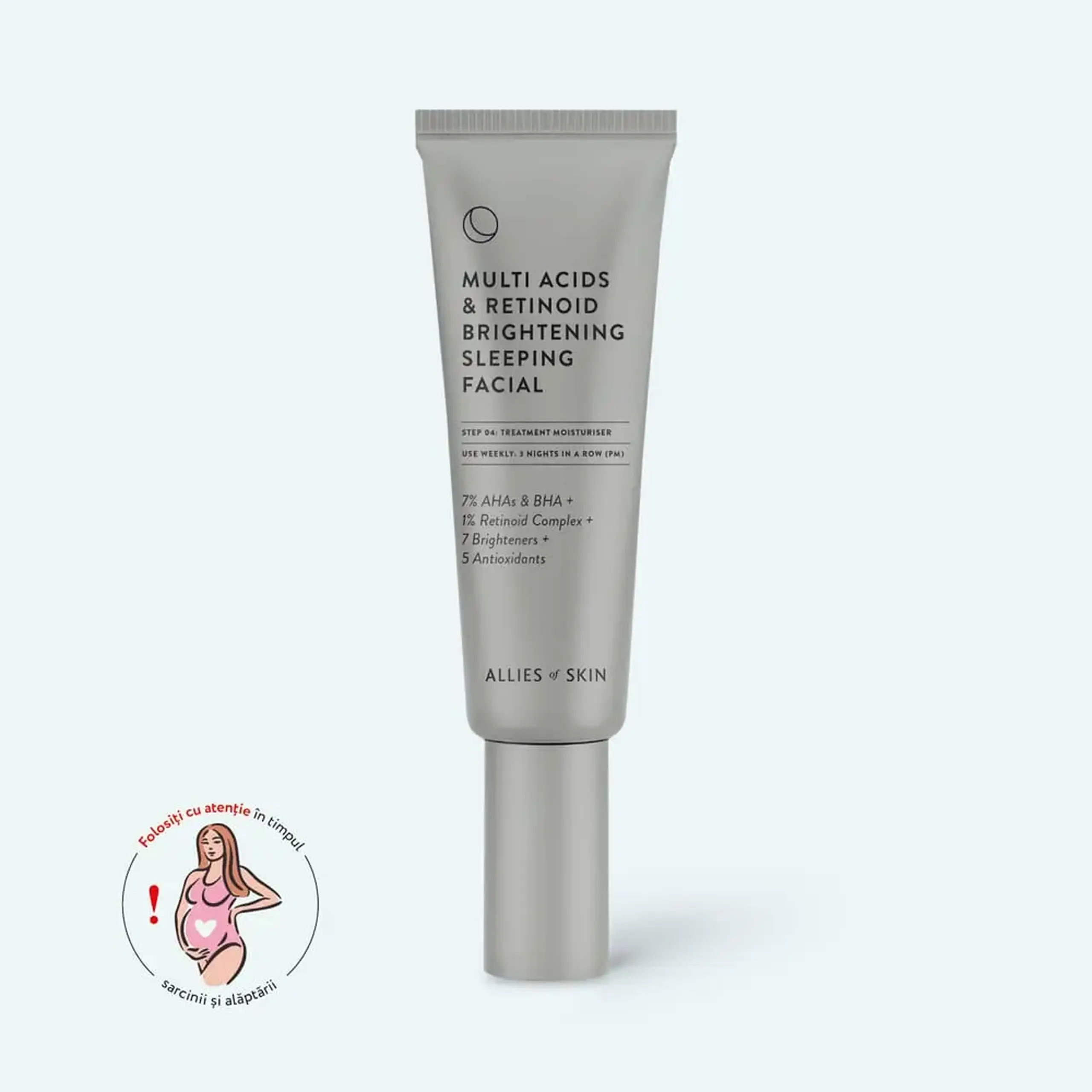 Mască de noapte pentru strălucire cu complex de Acizi și Retinoizi Allies of Skin Multi Acids & Retinoid Brightening Sleeping Facial 50ml
