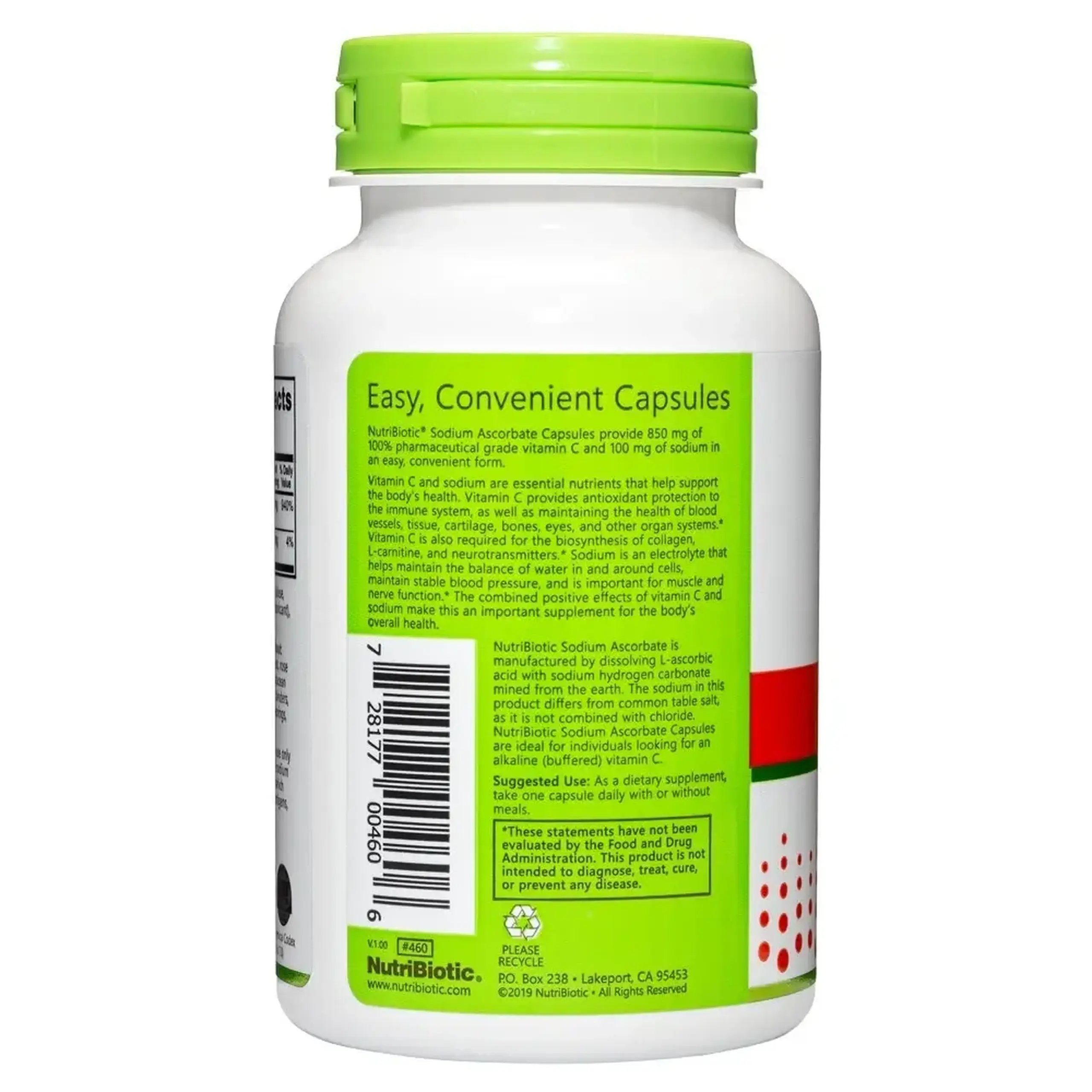 Nutribiotic, Sodium Ascorbate, 850 mg, 100 caps