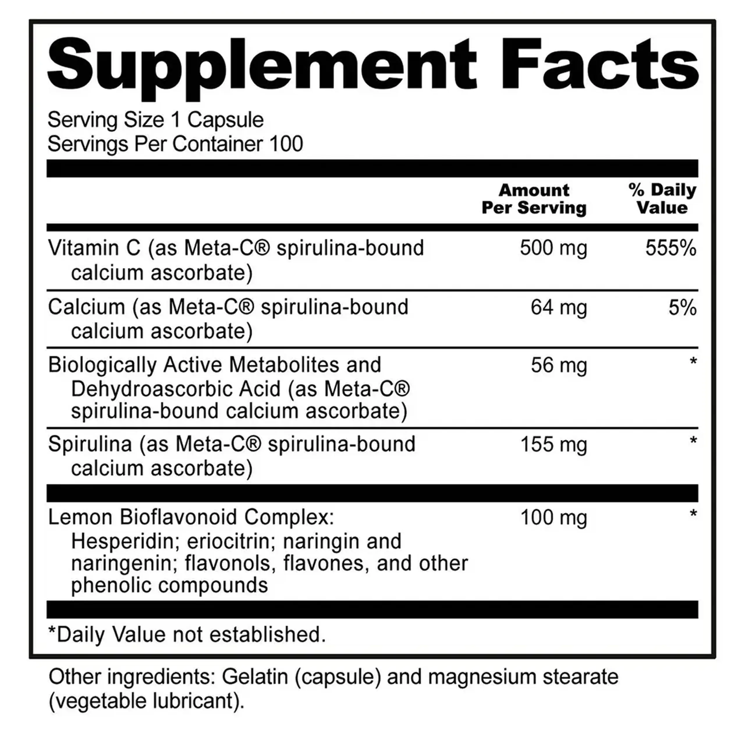 Nutribiotic, Meta-C 500 mg, 100 caps