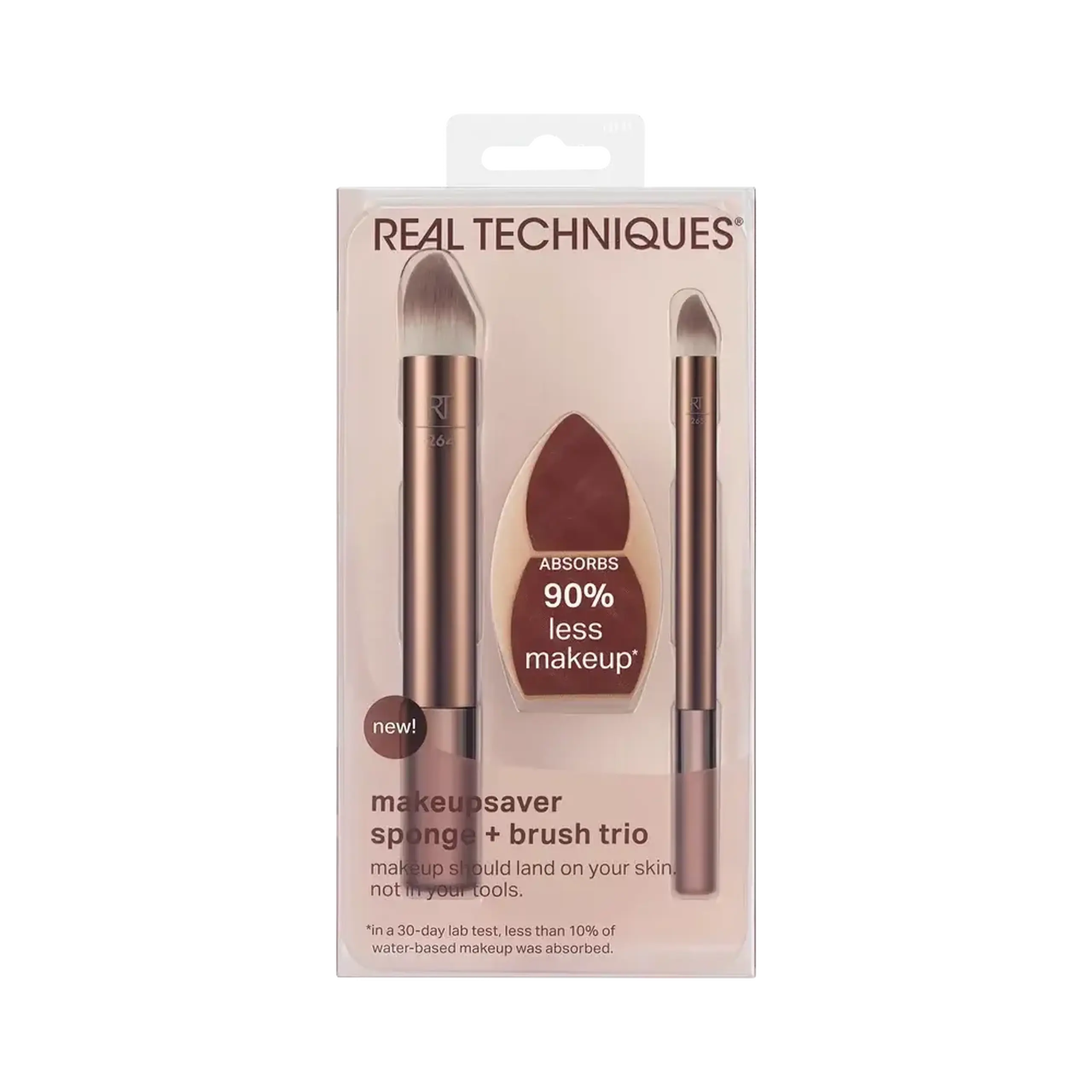 Set de buretel si pensule pentru machiaj Real Techniques, Makeupsaver Sponge + Brush Trio