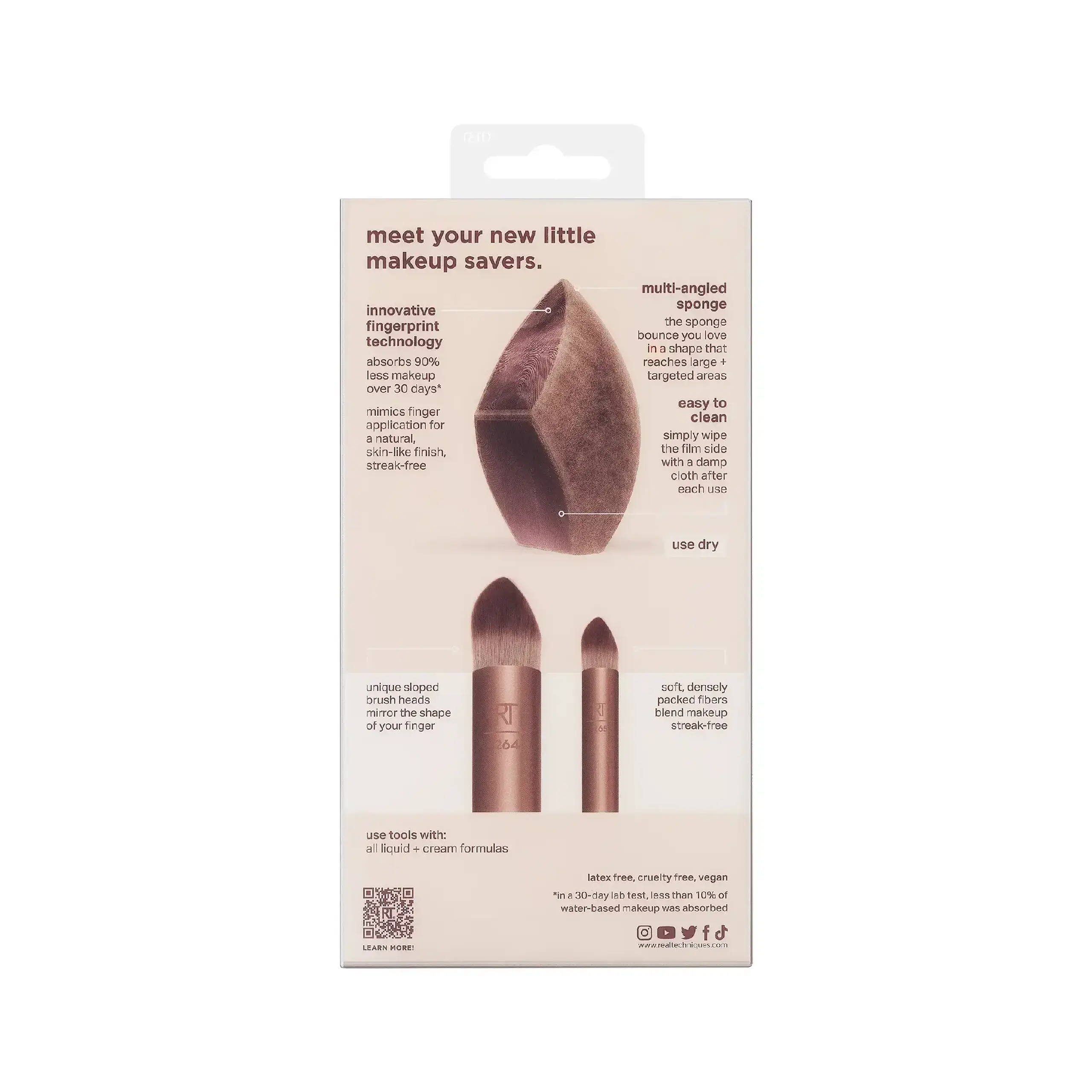Set de buretel si pensule pentru machiaj Real Techniques, Makeupsaver Sponge + Brush Trio