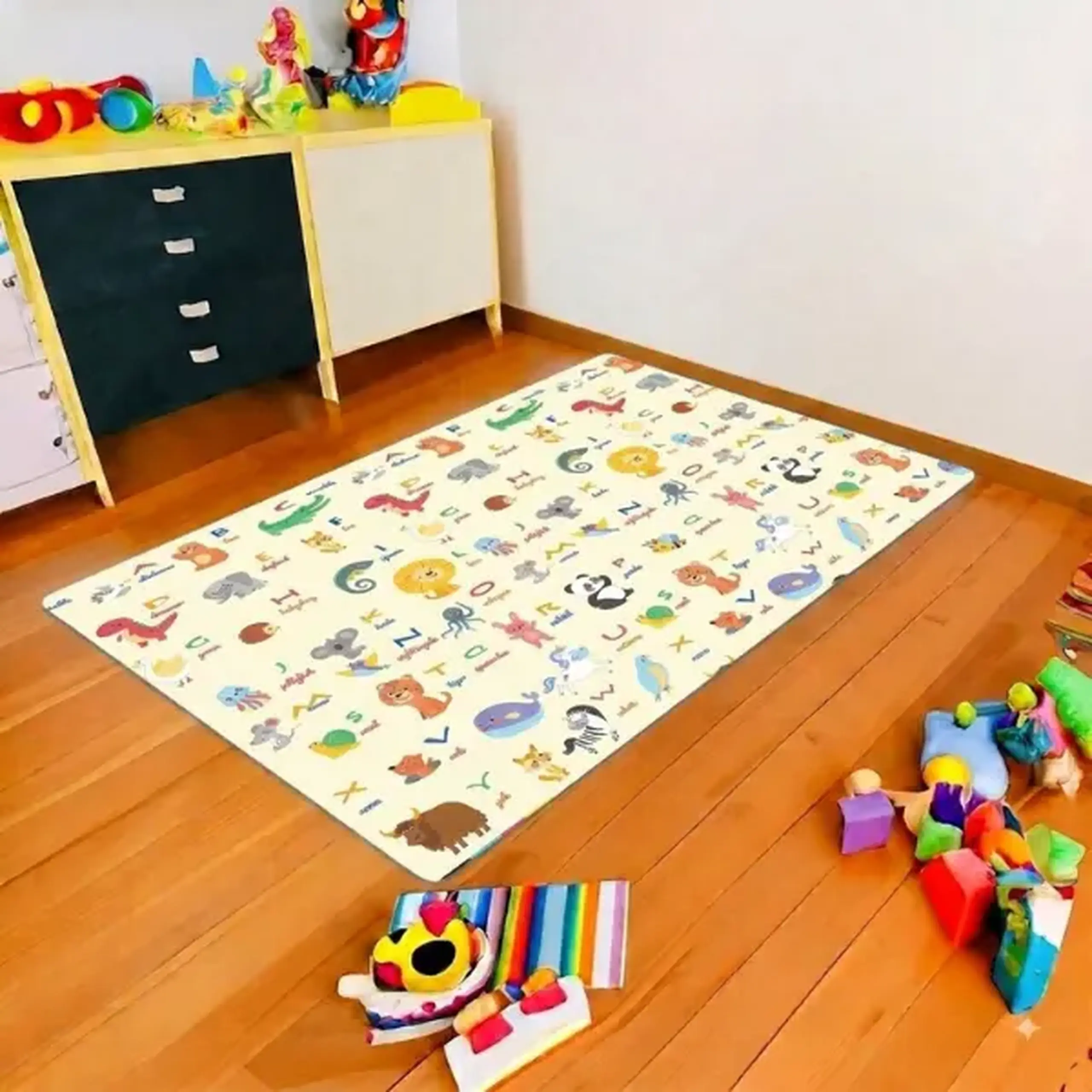 Covoras educativ cu 2 fete, impermeabil, educativ, 180 x 120 x 1 cm
