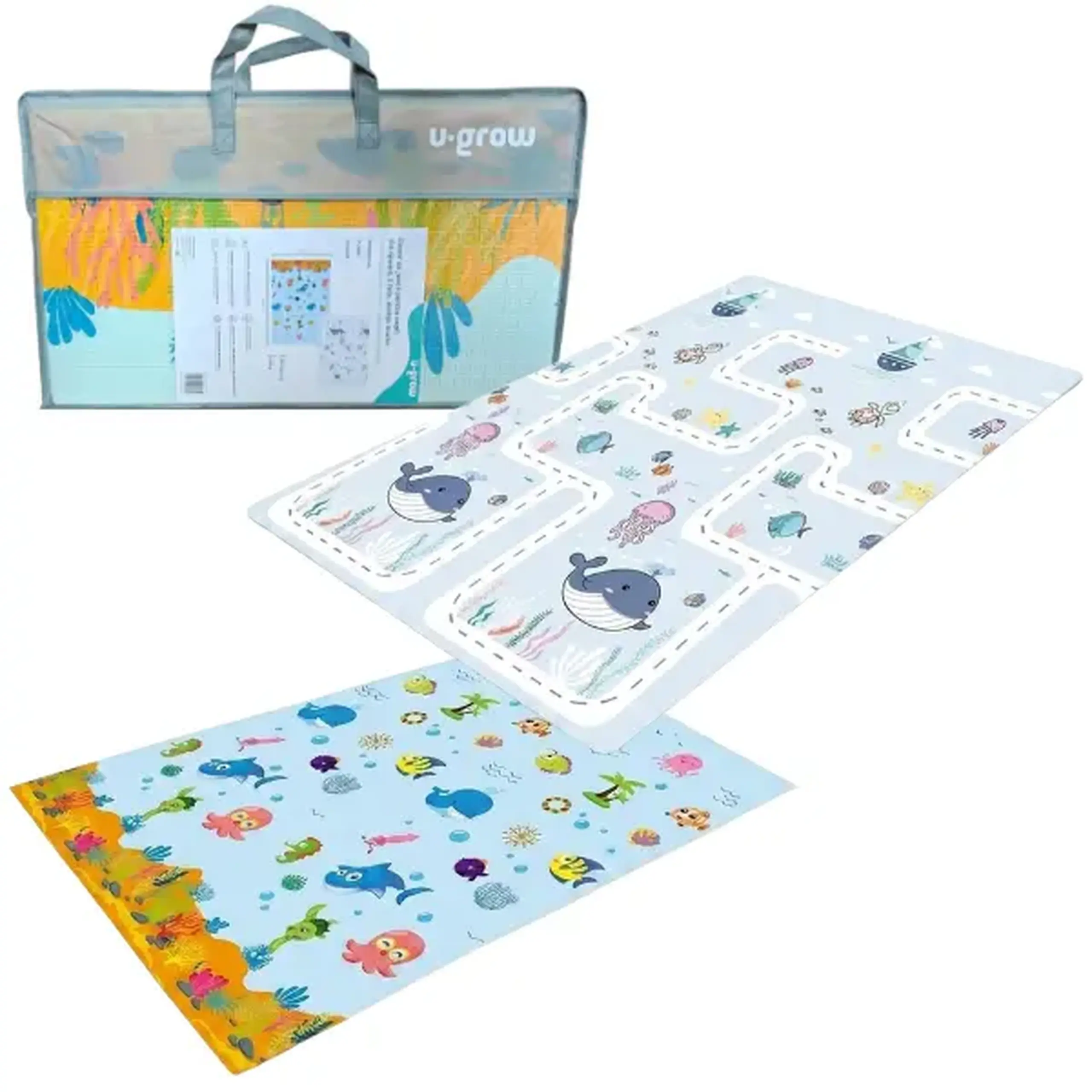 Covoras educativ cu 2 fete, impermeabil, marin, 180 x 120 x 1 cm