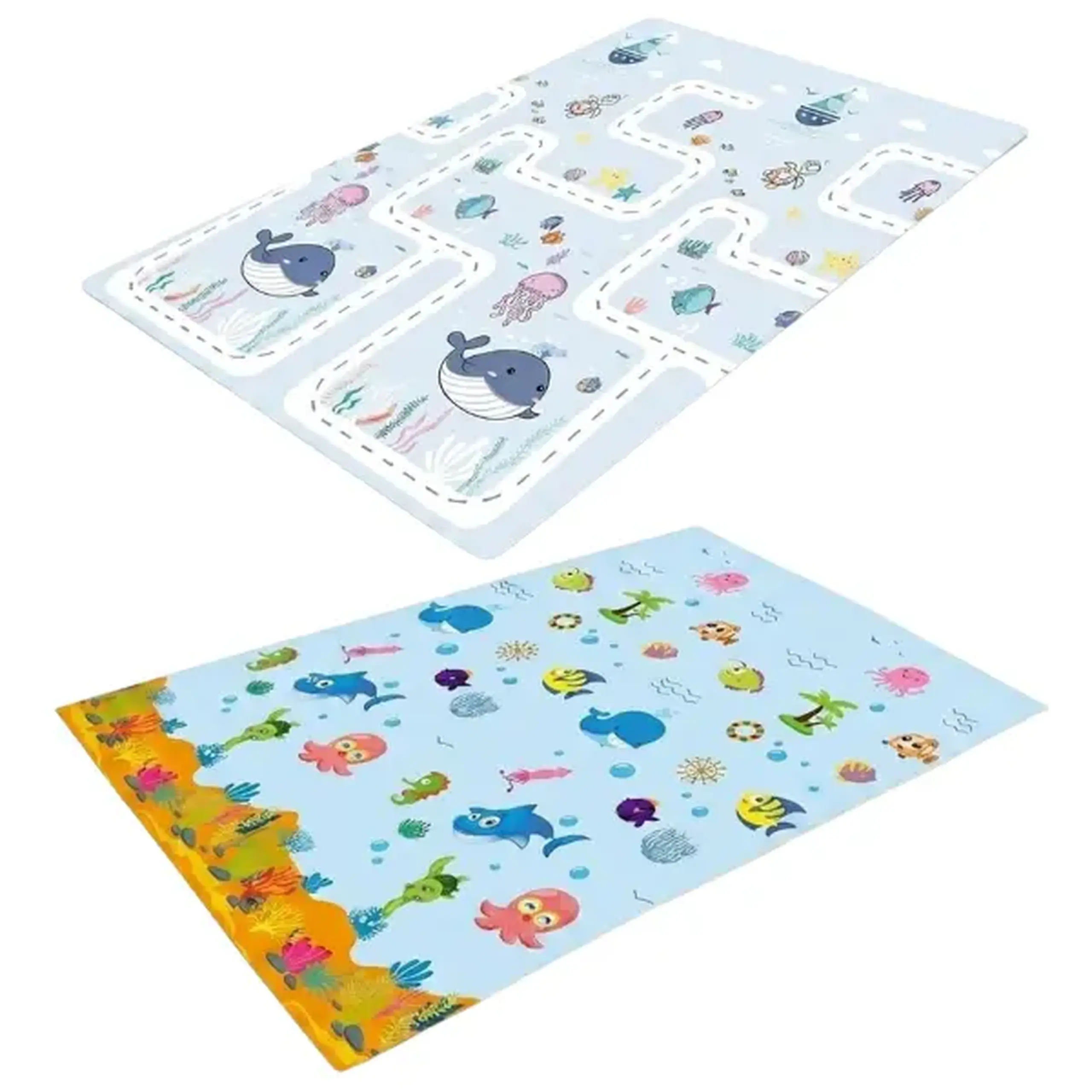 Covoras educativ cu 2 fete, impermeabil, marin, 180 x 120 x 1 cm