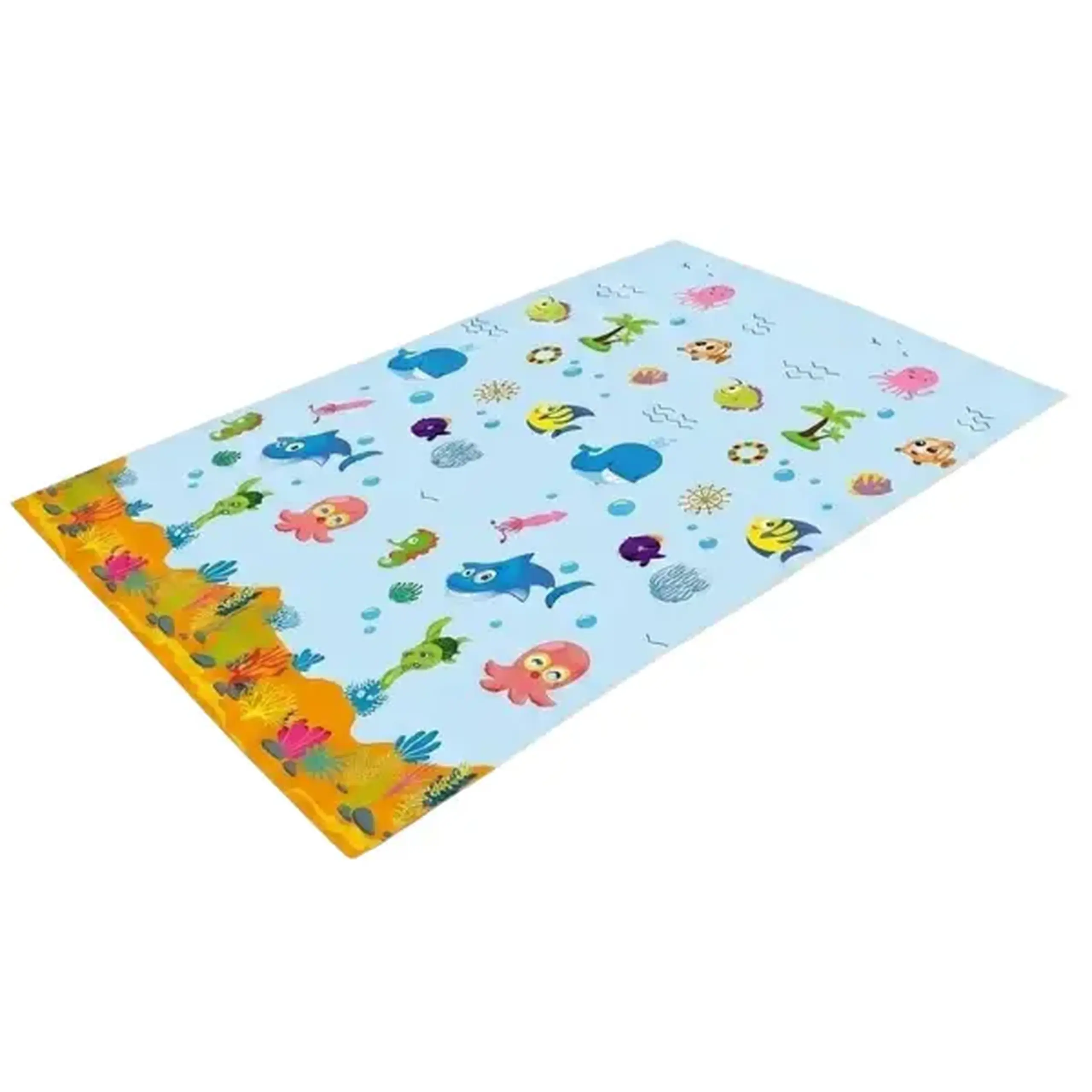 Covoras educativ cu 2 fete, impermeabil, marin, 180 x 120 x 1 cm