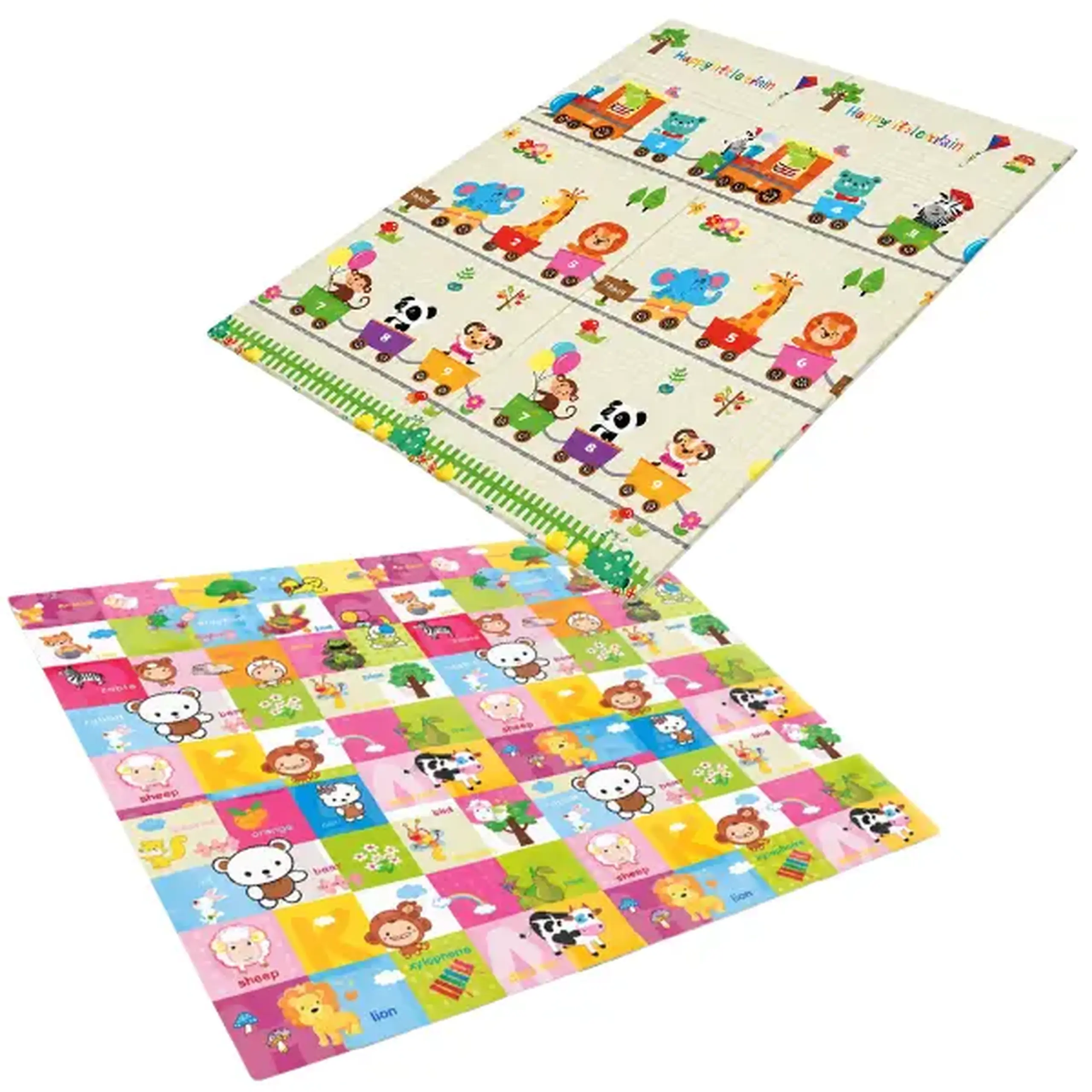 Covoras educativ cu 2 fete, impermeabil, cu animăluțe, 180 x 120 x 1 cm