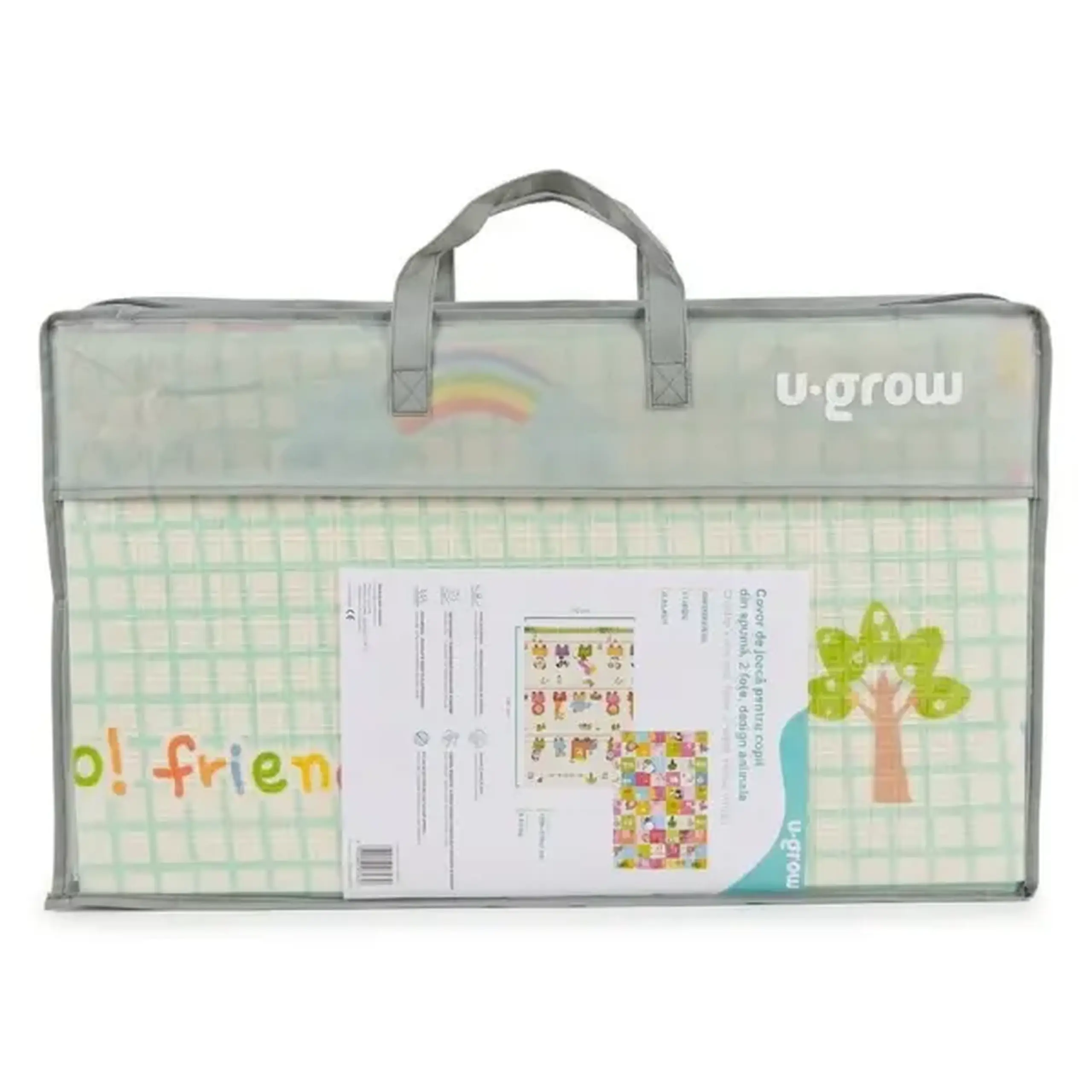 Covoras educativ cu 2 fete, impermeabil, cu animăluțe, 180 x 120 x 1 cm