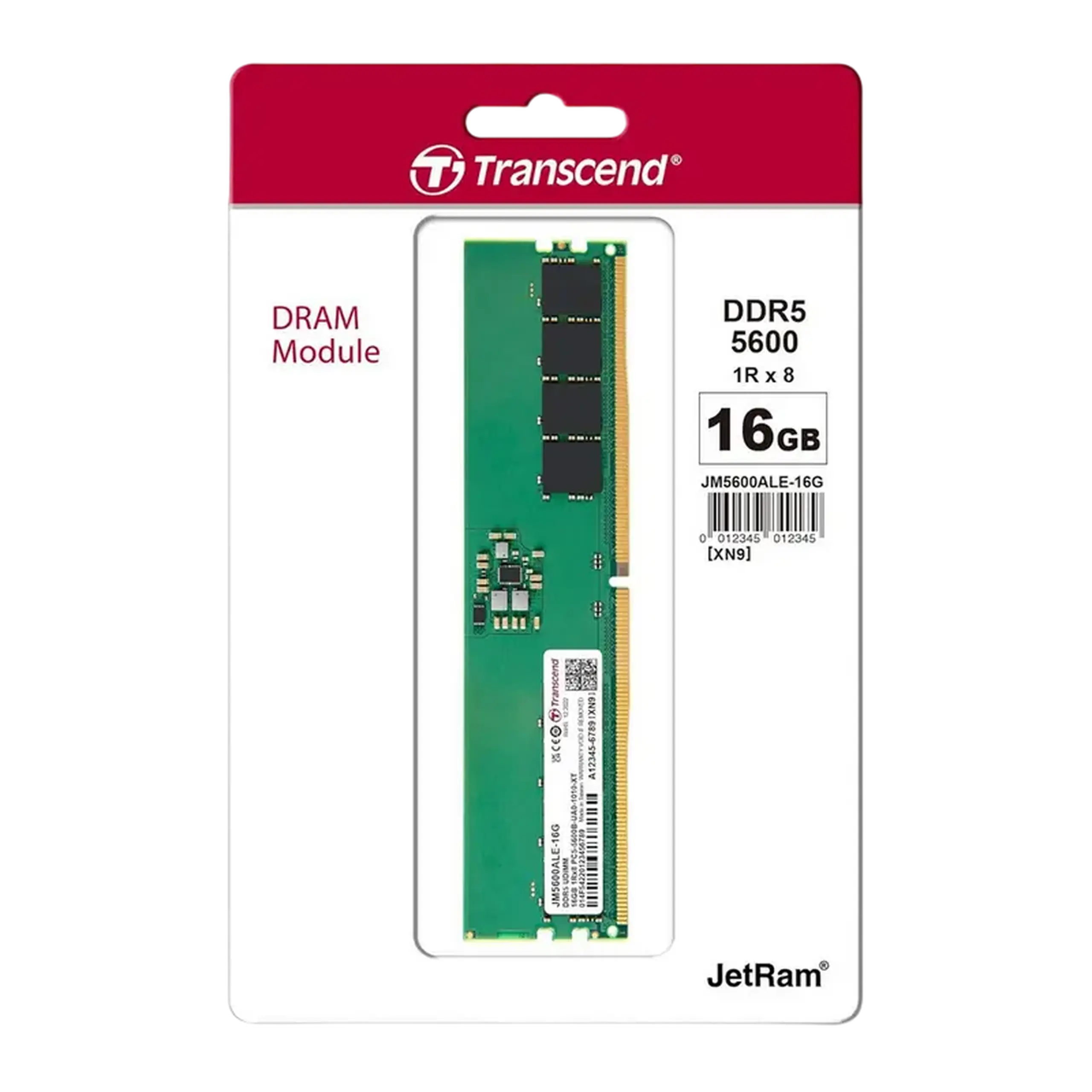 Memorie RAM Transcend JetRam, DDR5 SDRAM, 5600 MHz, 16GB, JM5600ALE-16G