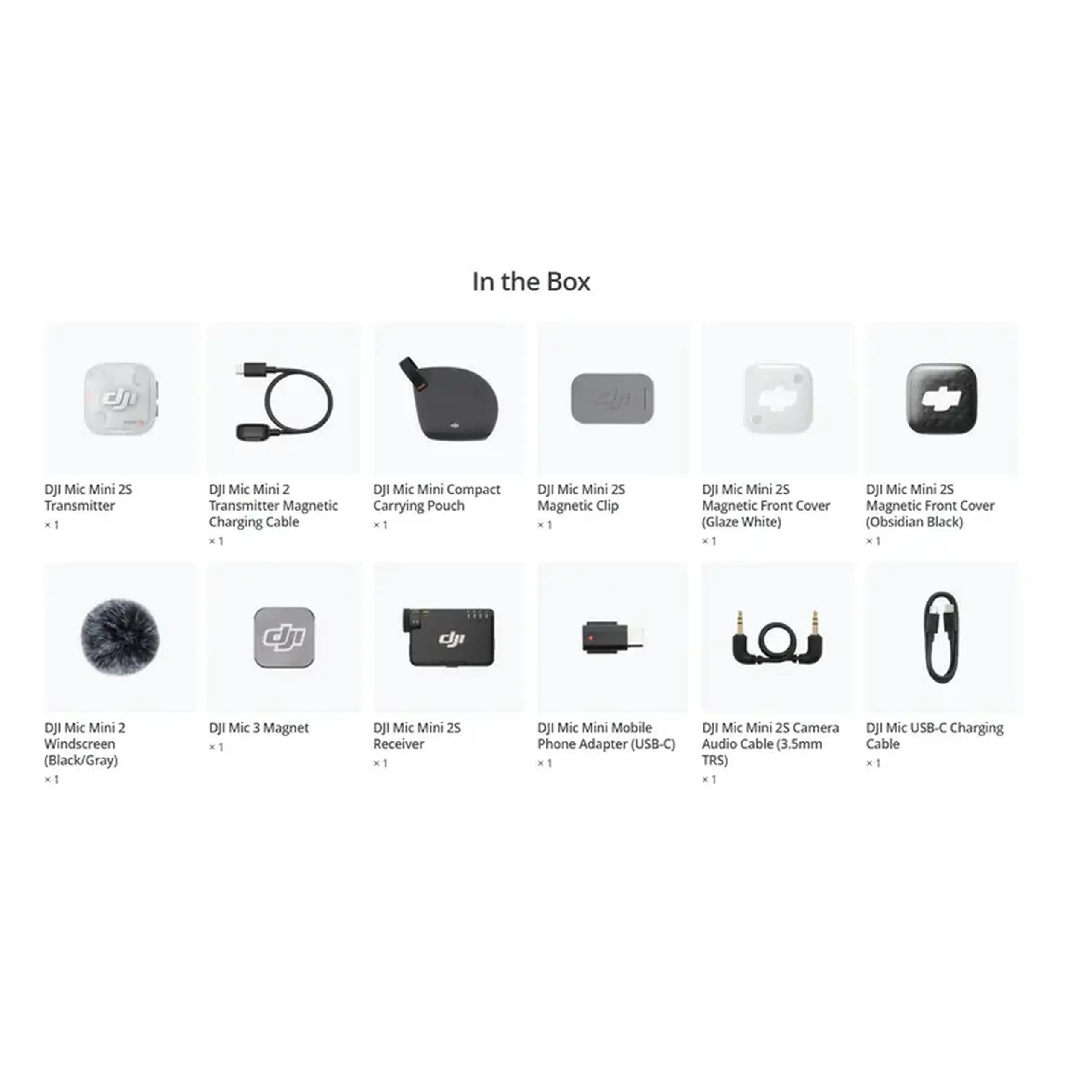 Microfon portabil pentru înregistrare vocală DJI Mic Mini 2S (1 TX + 1 RX), Fără fir, Negru