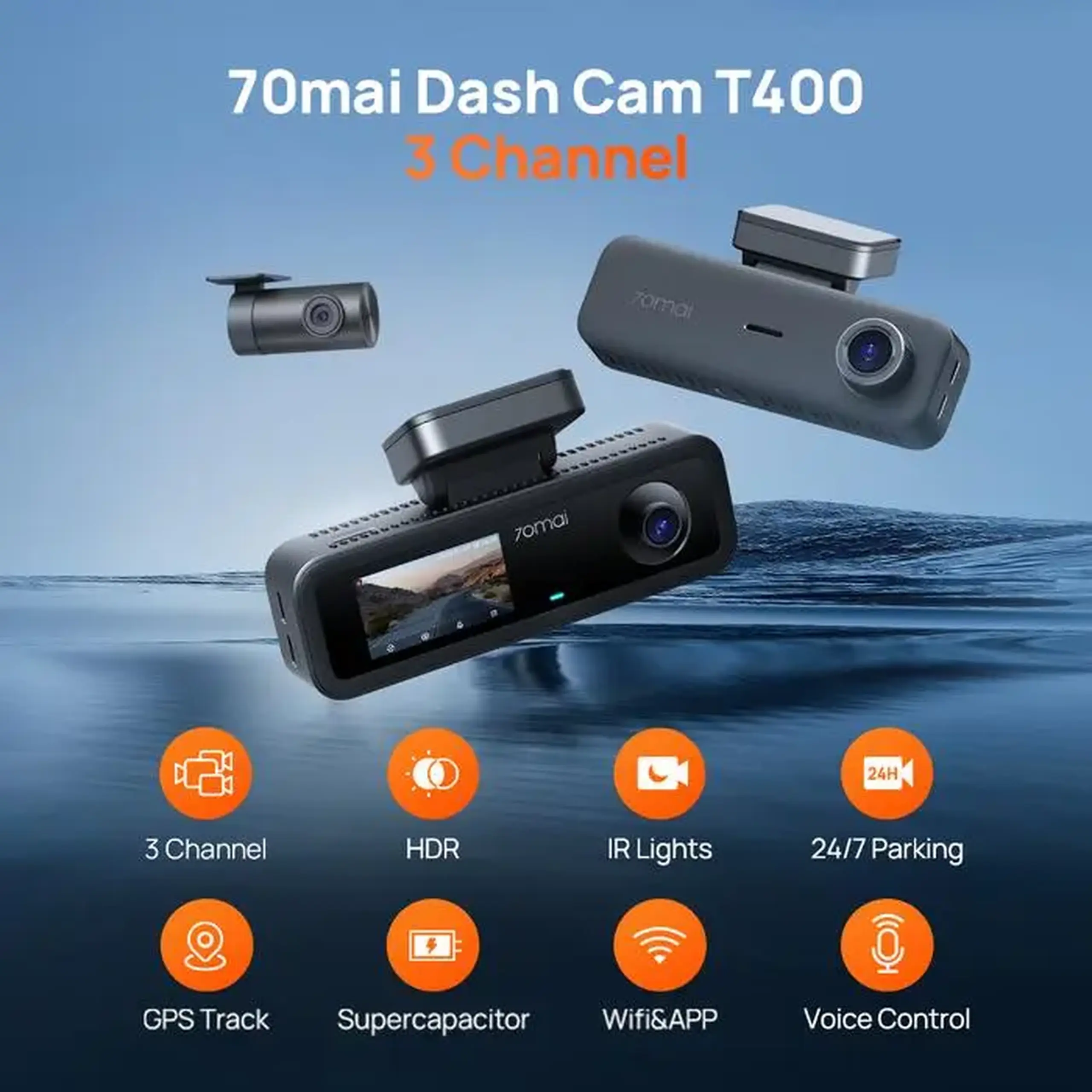 Set Dash Cam față și spate 70mai T400-1 + Rear Cam RC21, Negru