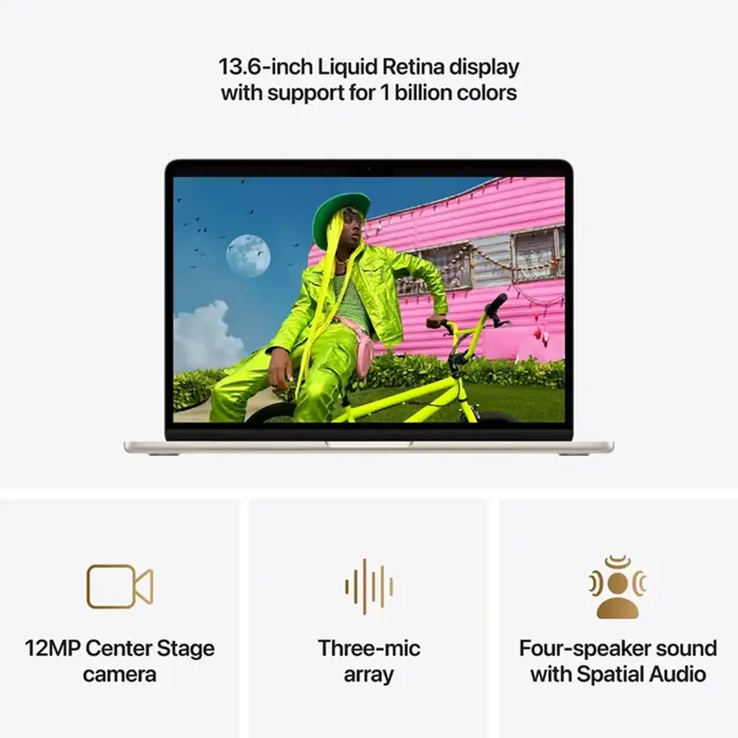 Laptop 13,6" Apple Z1L3000BR, Starlight, M5 with 10-core CPU and 8-core GPU, 16GB/512GB, macOS Tahoe