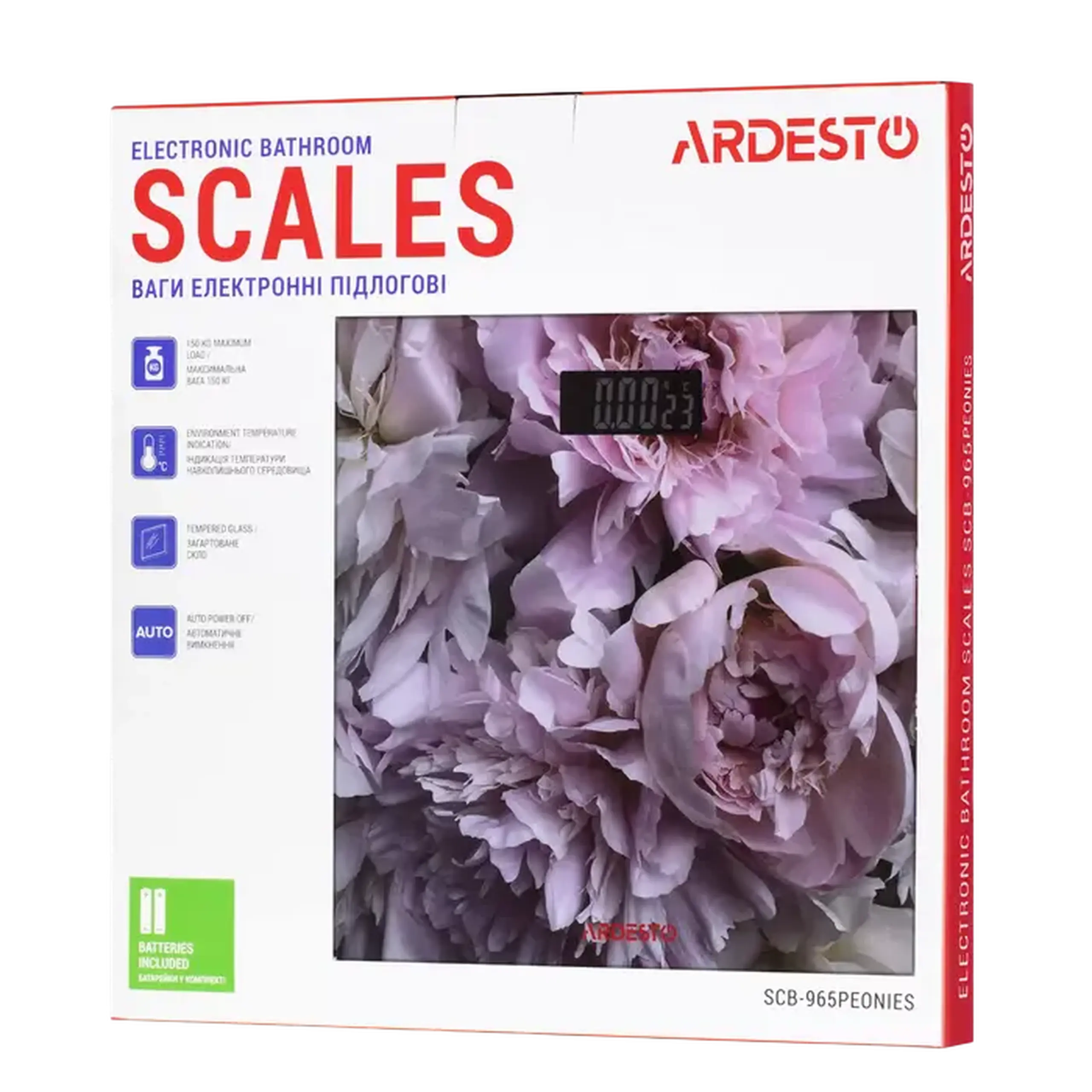 Cântar de podea Ardesto SCB-965PEONIES, Roz