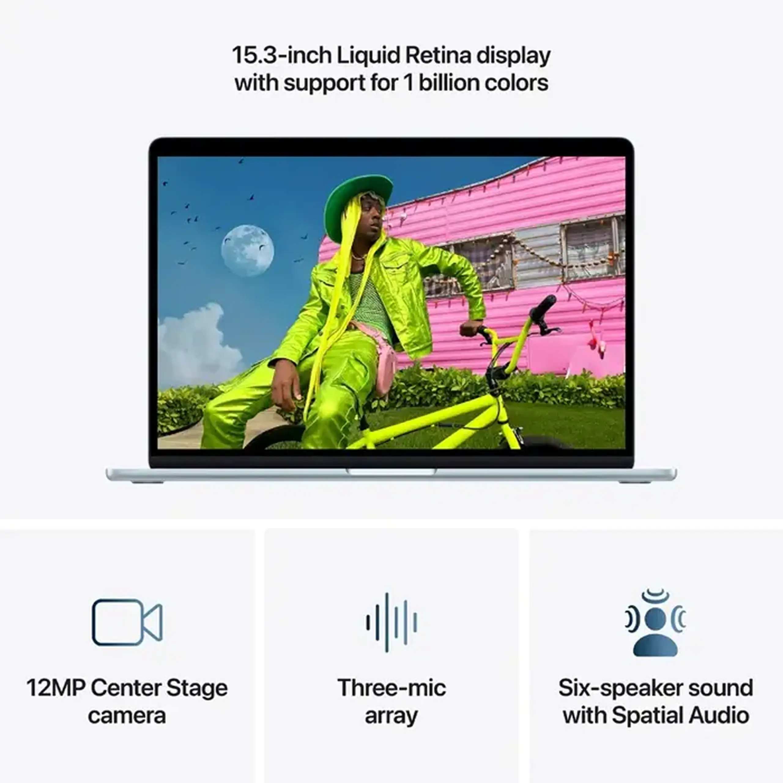 Laptop 15,3" Apple Z1LZ001L7, Sky Blue, M5 with 10-core CPU and 10-core GPU, 16GB/512GB, macOS Tahoe