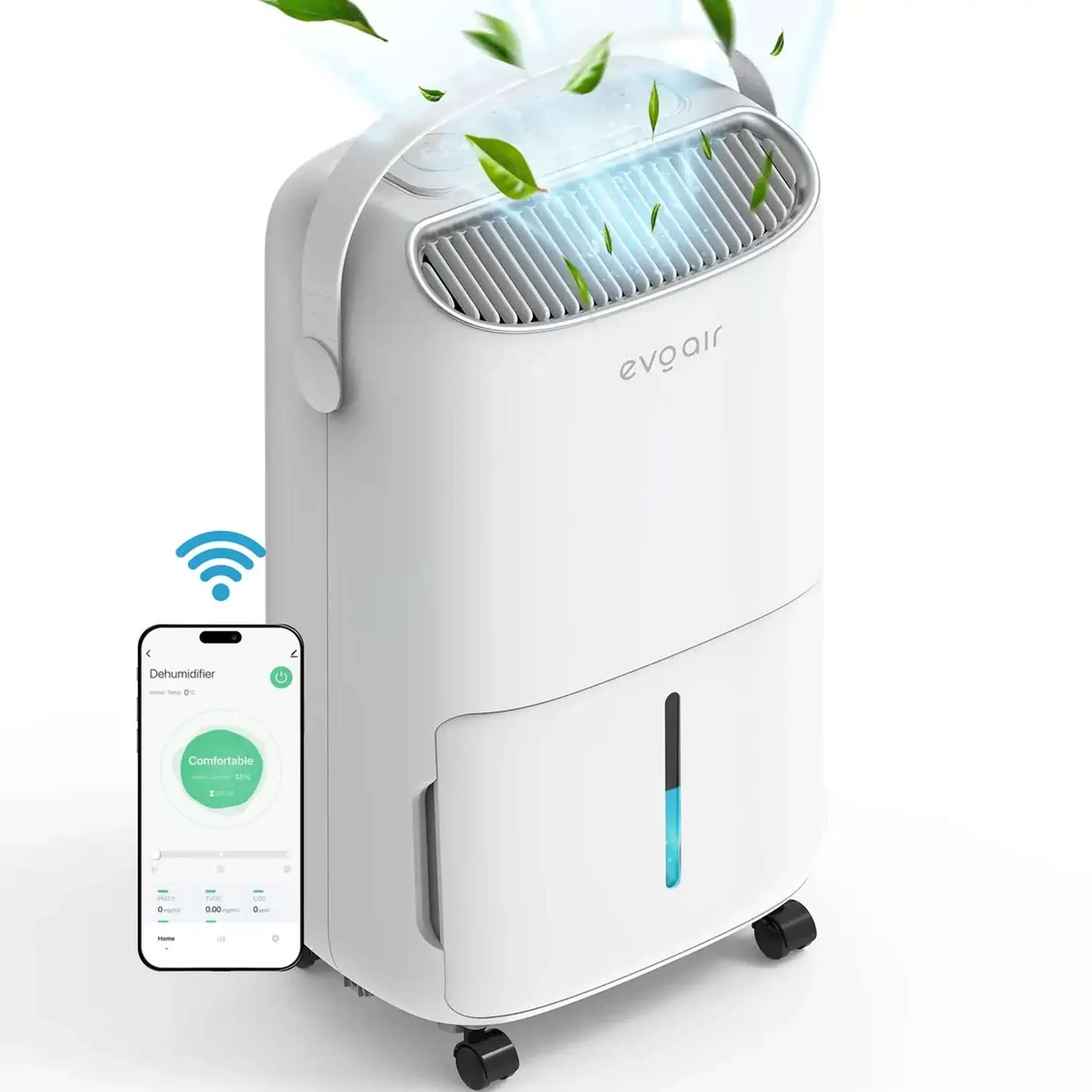 Dezumidificator Evoair NovaDry 16 Smart, 16l/24h, Senzor de Umiditate, Uscare Rufe, Crem