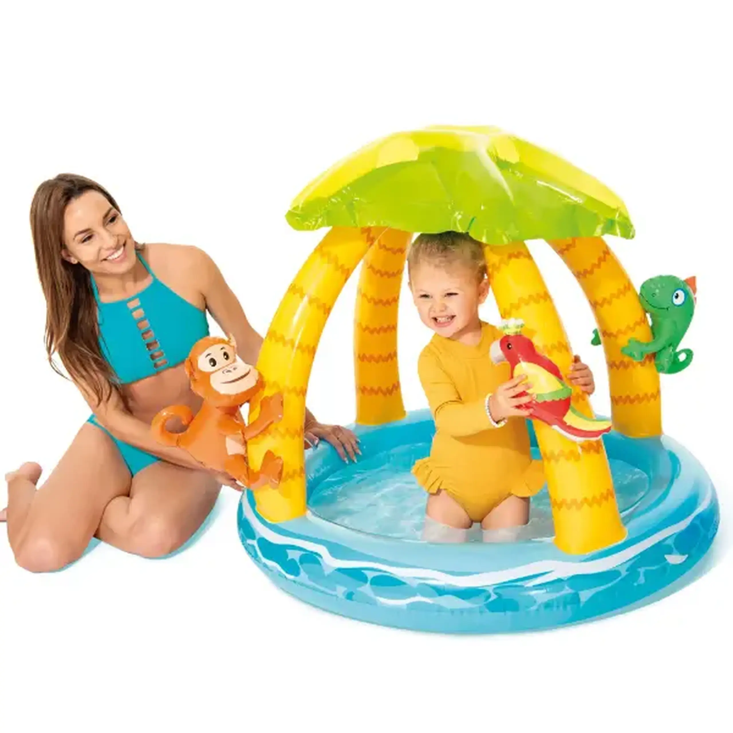 INTEX Piscină gonflabilă pentru copii cu baldachin „Palmierii pe insulă" 102х86 cm, 45 L, 1-3 ani
