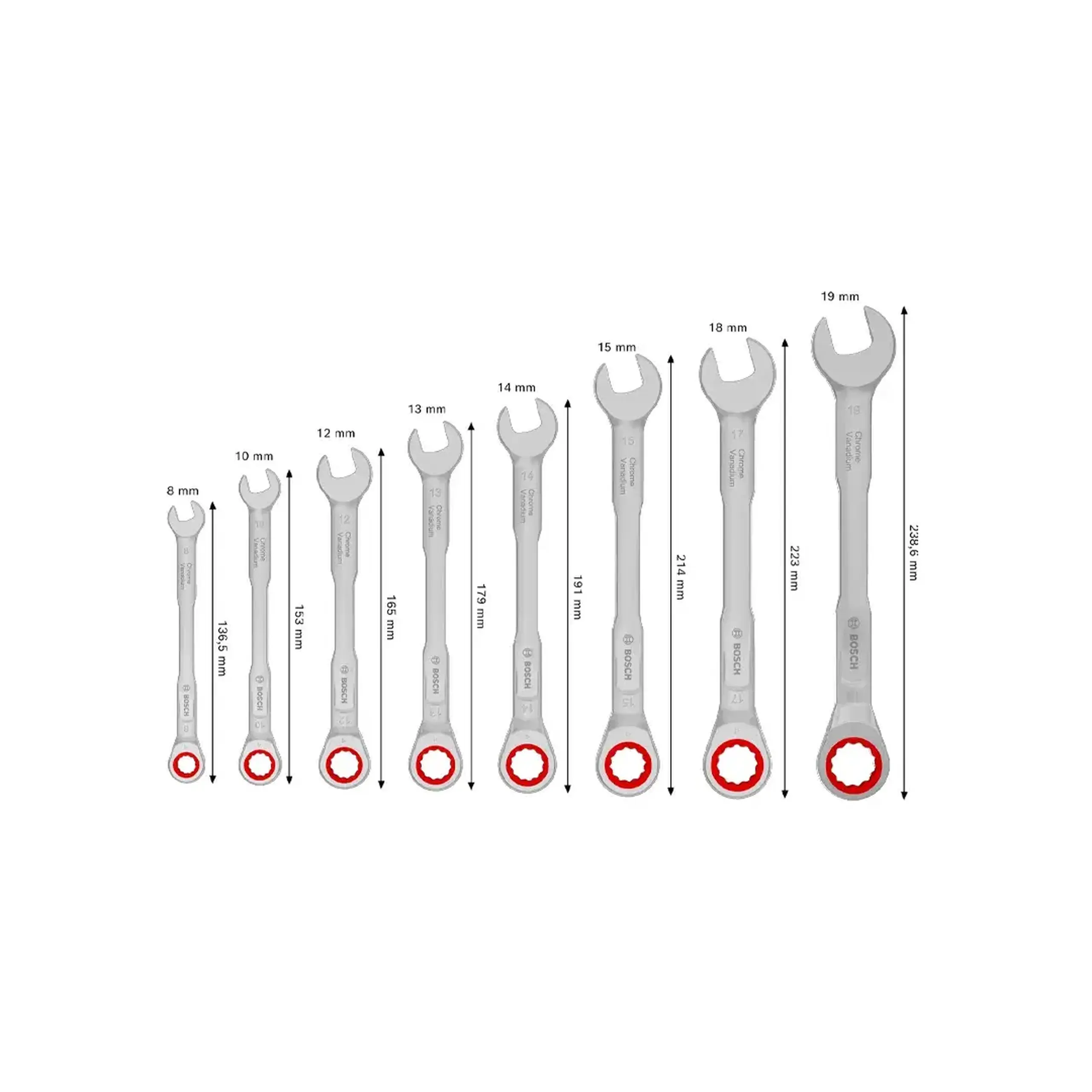 Set chei combinate 8 - 19 mm 8 buc. Bosch