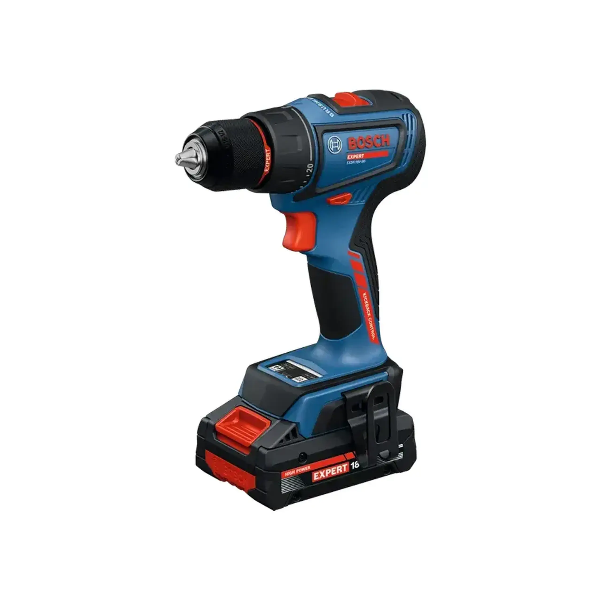 Mașină de găurit/înșurubat pe acumulator EXSR18V-90 65 Nm 18 V Bosch - Complectaţie 2 acumulatoare, Încărcător, valiză