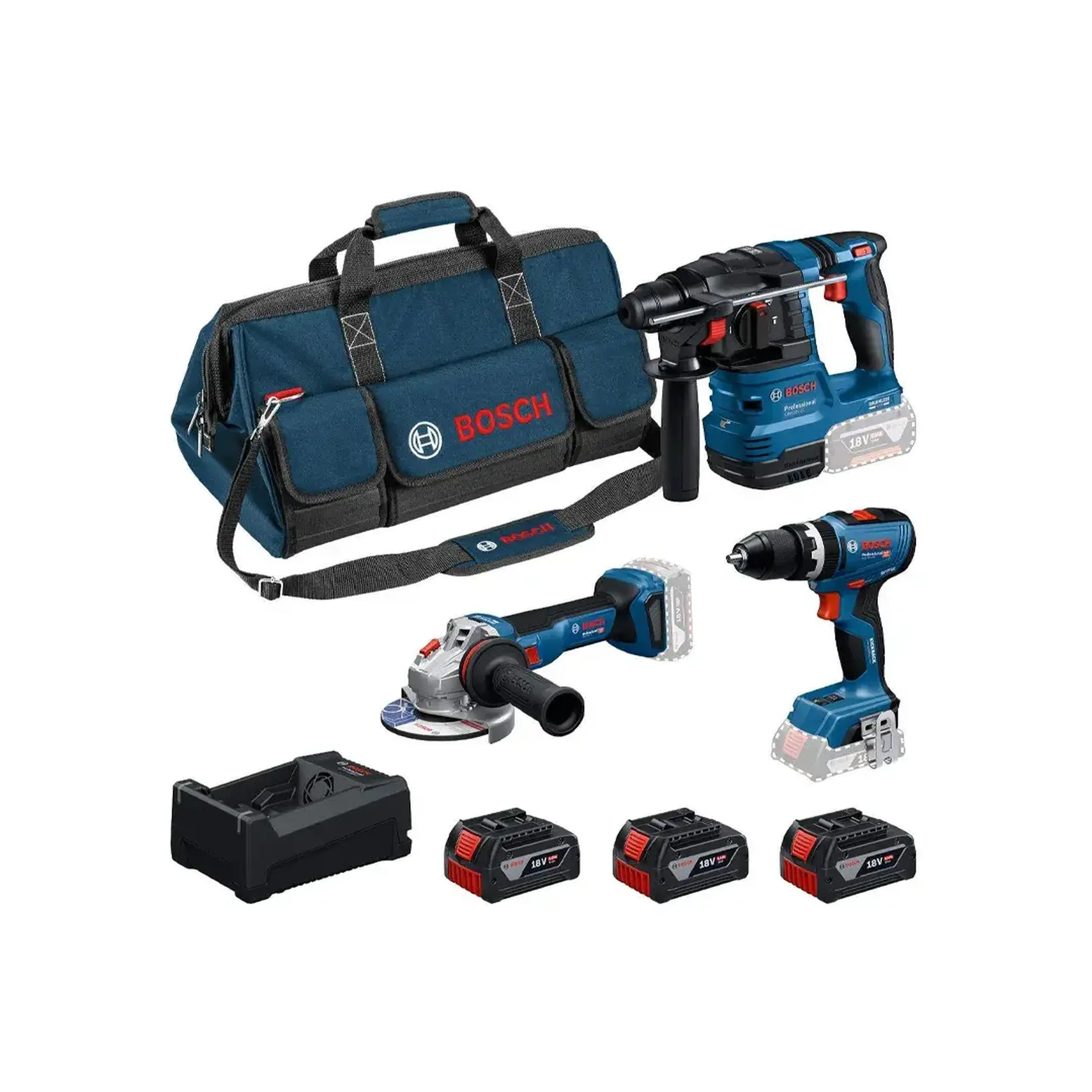 Set scule electrice 3 x 5.0 Ah (Li-ion) 18 V Bosch