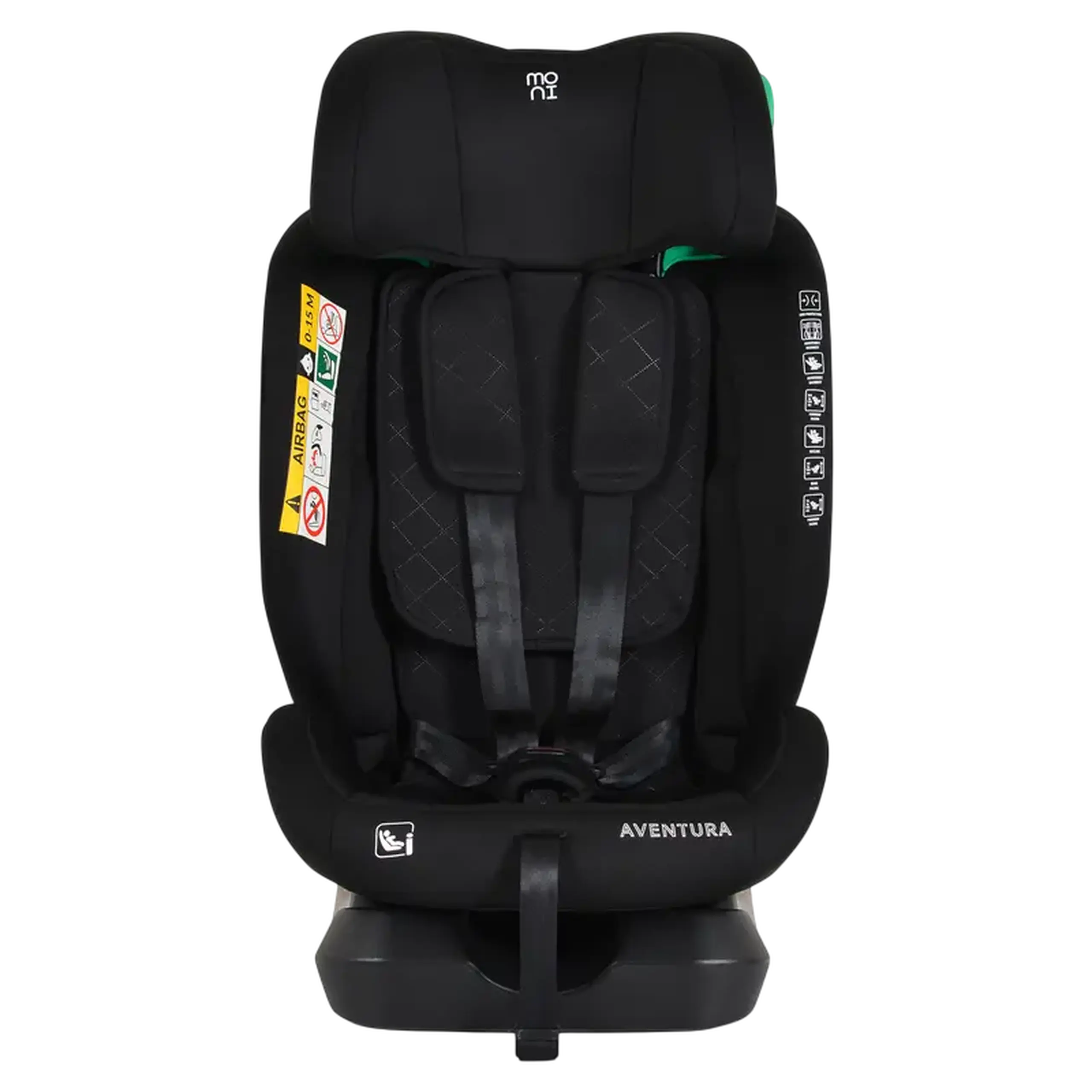 Scaun auto Moni Aventura, Grupa 0+/1/2/3 (0-36 kg), Negru