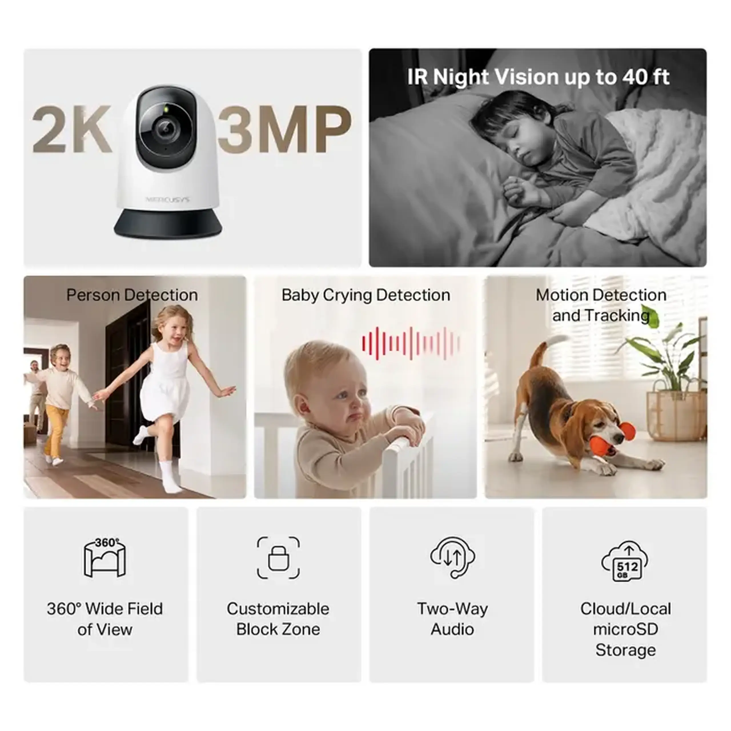 Camera de supraveghere Smart MERCUSYS MC210, Alb