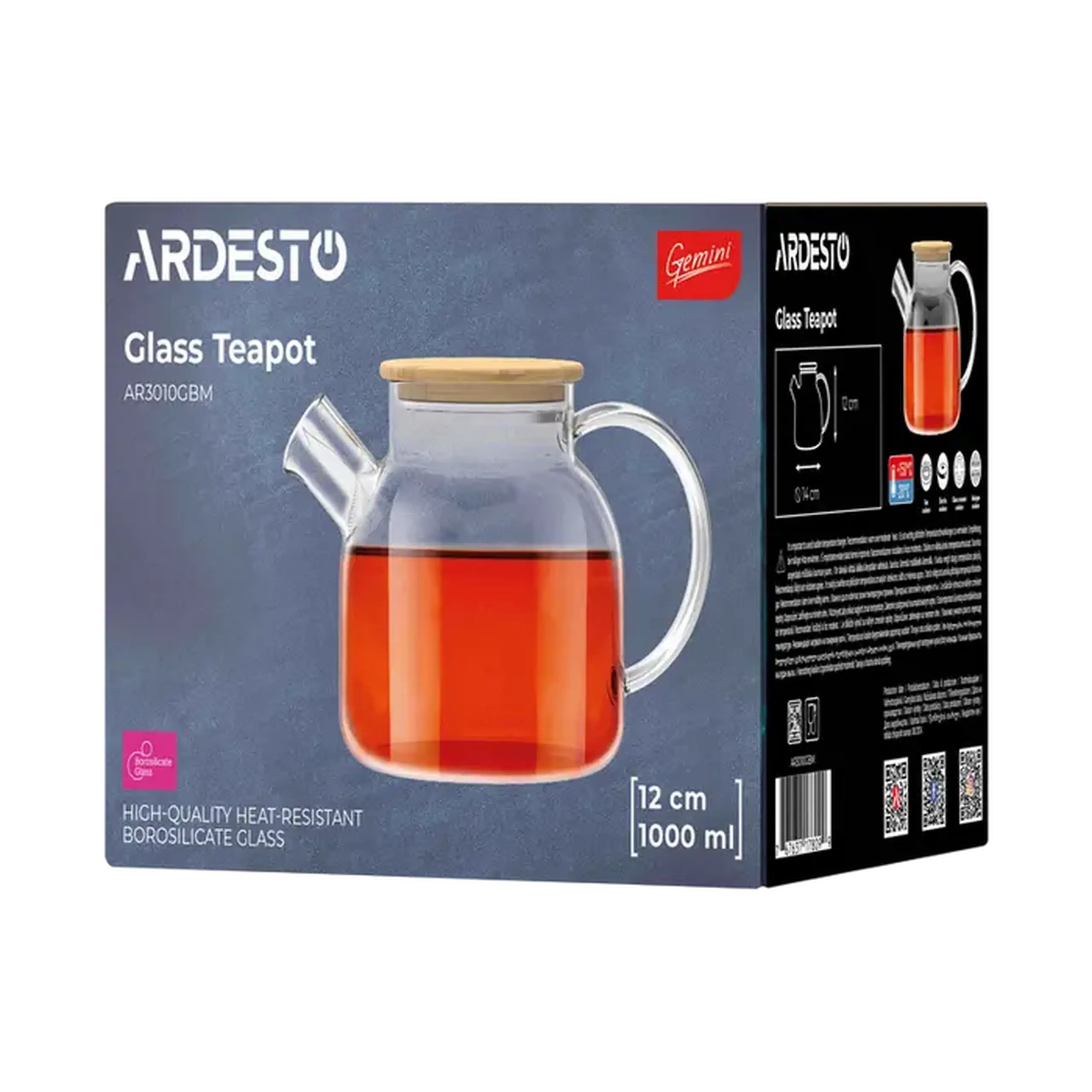 Ceainic cu infuzor Ardesto AR3010GBM, 1L, Transparent